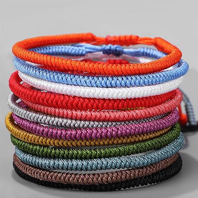 Tibetan Colorful Rope Knot String Handmade Braided Adjustable Bracelet Lucky Protection Friendship Couple Bracelets for Men Women Buddhist Amulet Knitted Jewelry