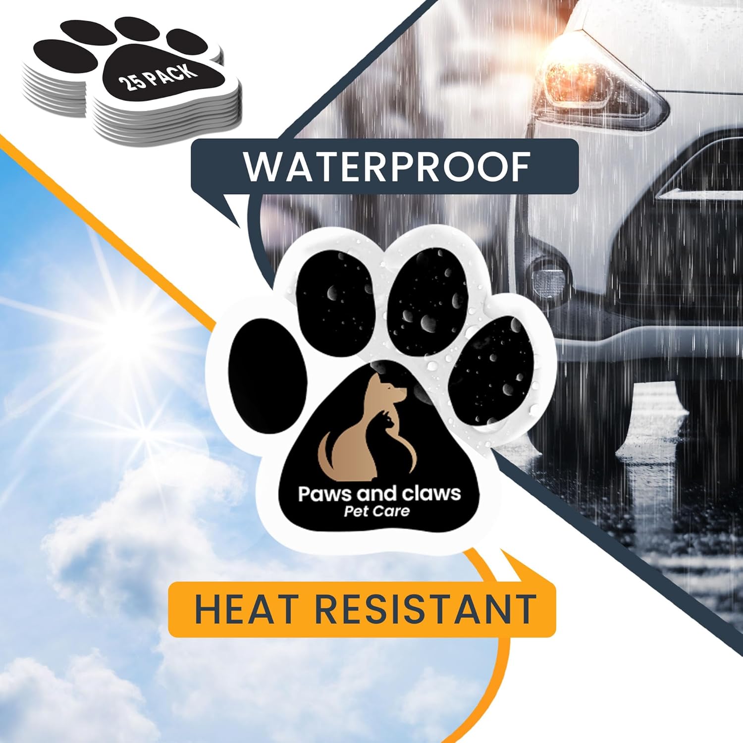 Magnet Me Up Custom 5 Inch Pawprint Magnet, 25 Pack, Customizable Magnet for Businesses, Personal Use, Choose Your Text, Upload Image, Magnetic Vinyl for Car and Any Magnetic Surface, Crafted in USA