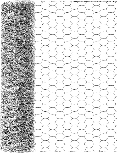 TOYPOPOR Chicken Wire 40cm x 10m, Outdoor Anti-Rust Hexagonal Galvanized Chicken Wire Fencing, Chicken Wire Mesh to Protect Gardening Plants Vegetables Flowers Fruits From Dogs, Rabbits,Squirrels
