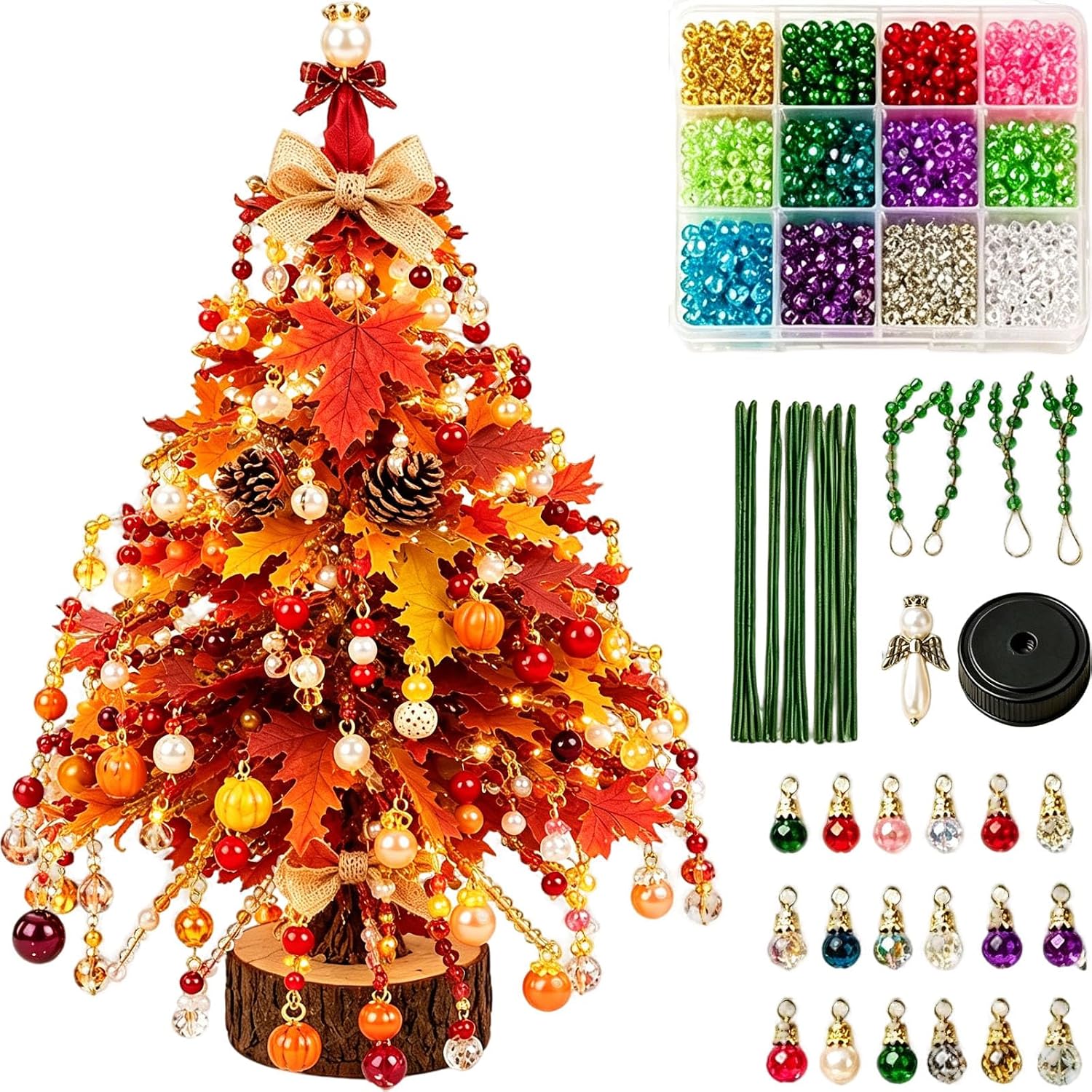 Merry Glow Tree, Twinkle Tree Kit, DIY Beaded Christmas Trees Kit (C#)