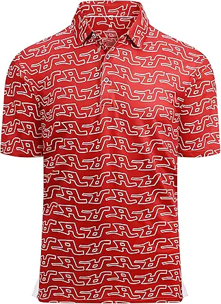 Alex Vando Mens Golf Shirt Moisture Wicking Quick-Dry Print Performance Polo Shirts for Men