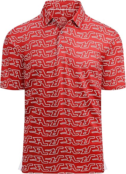 Alex Vando Mens Golf Shirt Moisture Wicking Quick-Dry Print Performance Polo Shirts for Men