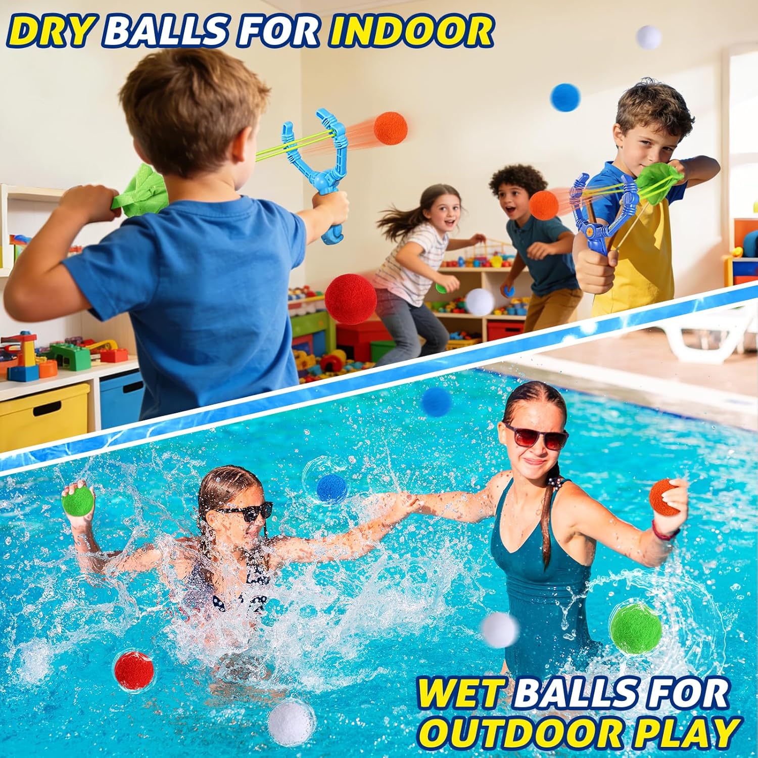Reusable Water Balloons Set For Kids, 2 PCS Slingshot Launcher With 25 PCS Soft Balls, Outdoor Summer Water Toys For Pool Beach Backyard Water Game Fun, Birthday Party Gift For Boys Girls