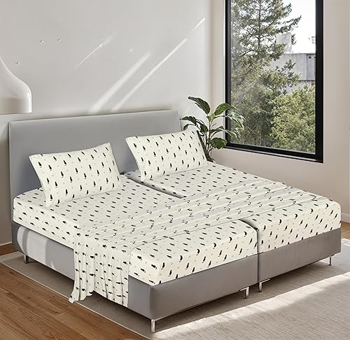 Vista 419 de RUVANTI Sábanas de franela 100% algodón King 4 piezas Celestial Stag Ciervo celestial