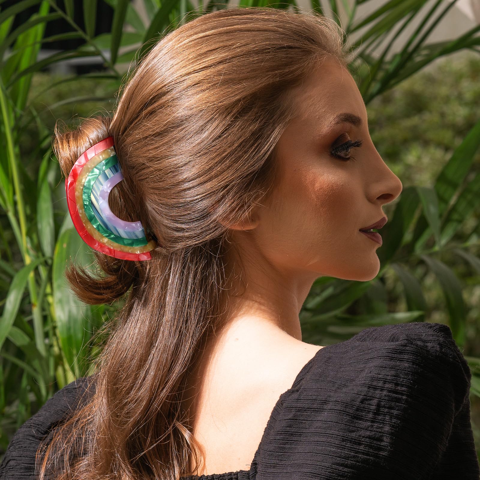 Amazon.com : 3.5in Big Rainbow Acrylic Acetate Hair Claw Clip Non