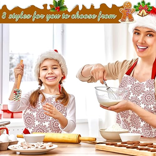 Miniatura 5 de Espátula de silicona de Navidad, 8 piezas, con patrón de Papá Noel, espátula de decoración de pasteles de Navidad, juego de espátulas de silicona de