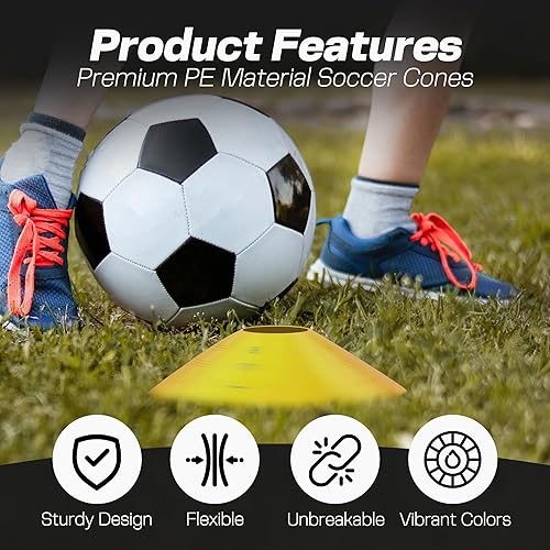 Miniatura 5 de LEGIT STRIKE 30 conos de fútbol para taladros  Juego de conos de agilidad naranja con bolsa de transporte de malla  Conos de entrenamiento deportivo