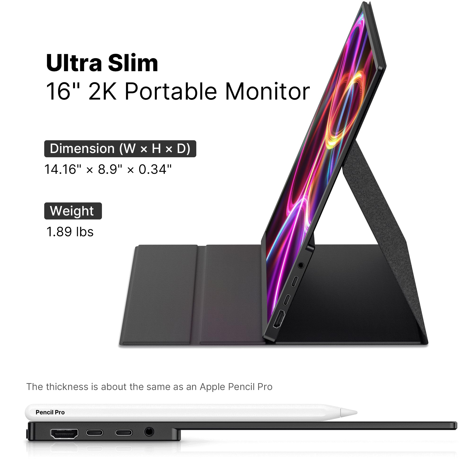 Amazon.co.jp: MPモバイルピクセル 16インチ 2.5K 折りたたみ式
