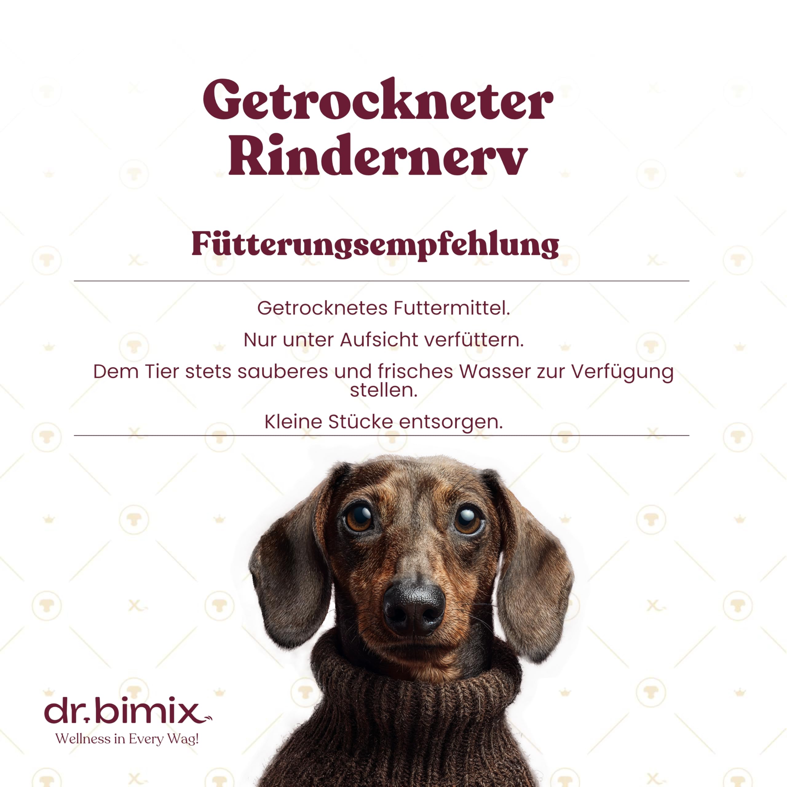 Ochsenziemer für Hunde natürlicher getrockneter Snack, Zahngesundheit 450g | dr. bimix Bullnerven für Hunde Wohlbefinden, hohe Härte, ohne Zusatzstoffe, 1 Packung (20 Stück)