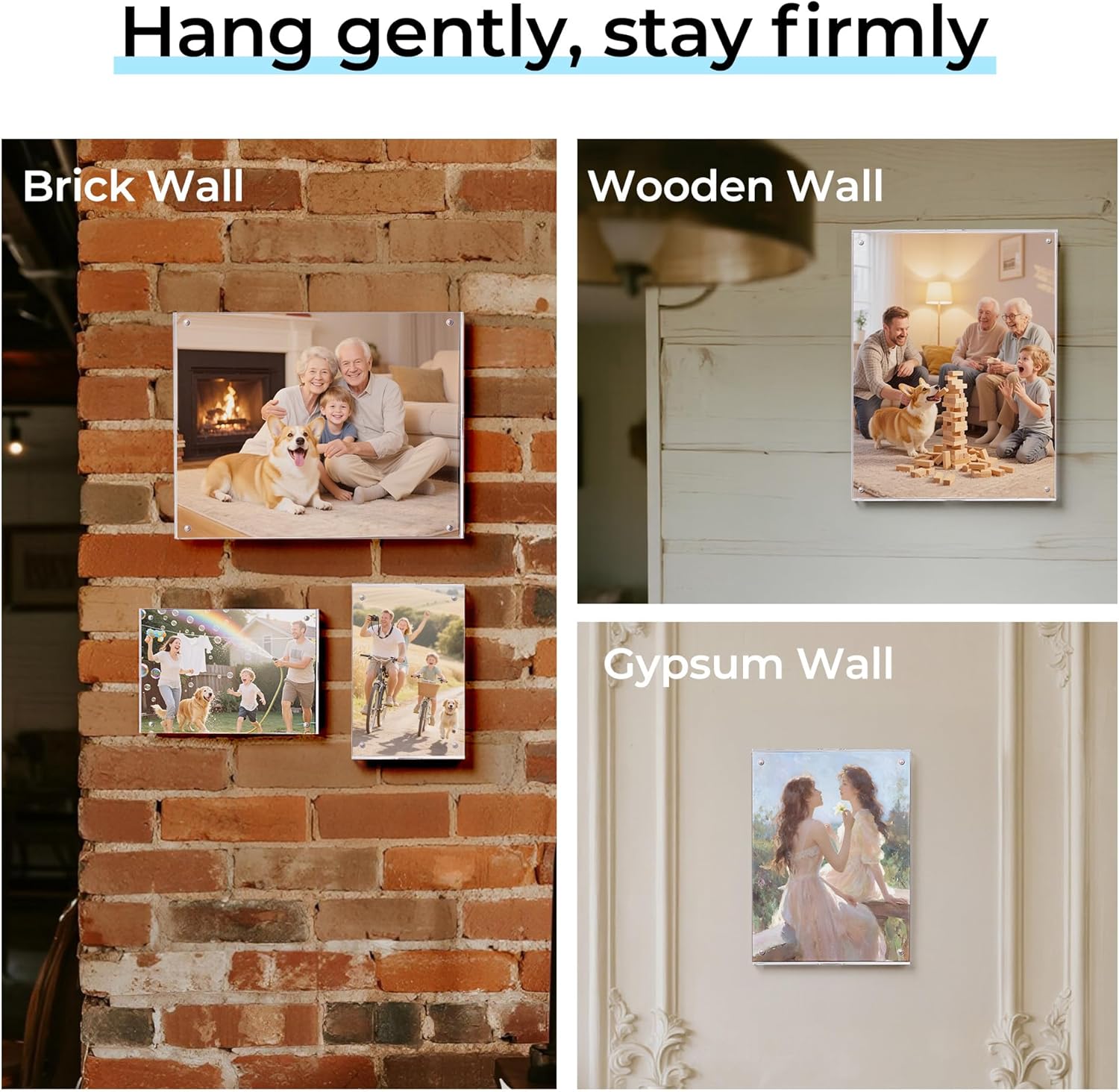 HOUSE DAY Acrylic Picture Frames 8x10, Lightweight Magnetic 8x10 Picture Frame for Wall and FreeStanding Desktop Display Clear 8 x 10 Photo Frame with Microfiber Cloth Nails 8x 10 Photo Frame for Gift (2 Pack) - Image 5