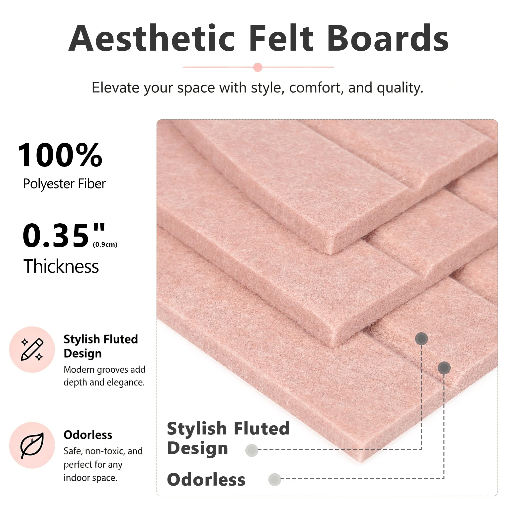 Filz Pinnwand, 88,9 cm x 61 cm Korktafel Alternative, dekorative Filz-Pinnwand mit 30 Pinnnadeln, Vision Board für Büro, Schlafzimmer, Zuhause, Wanddekoration, Foto-Display (Rosa)