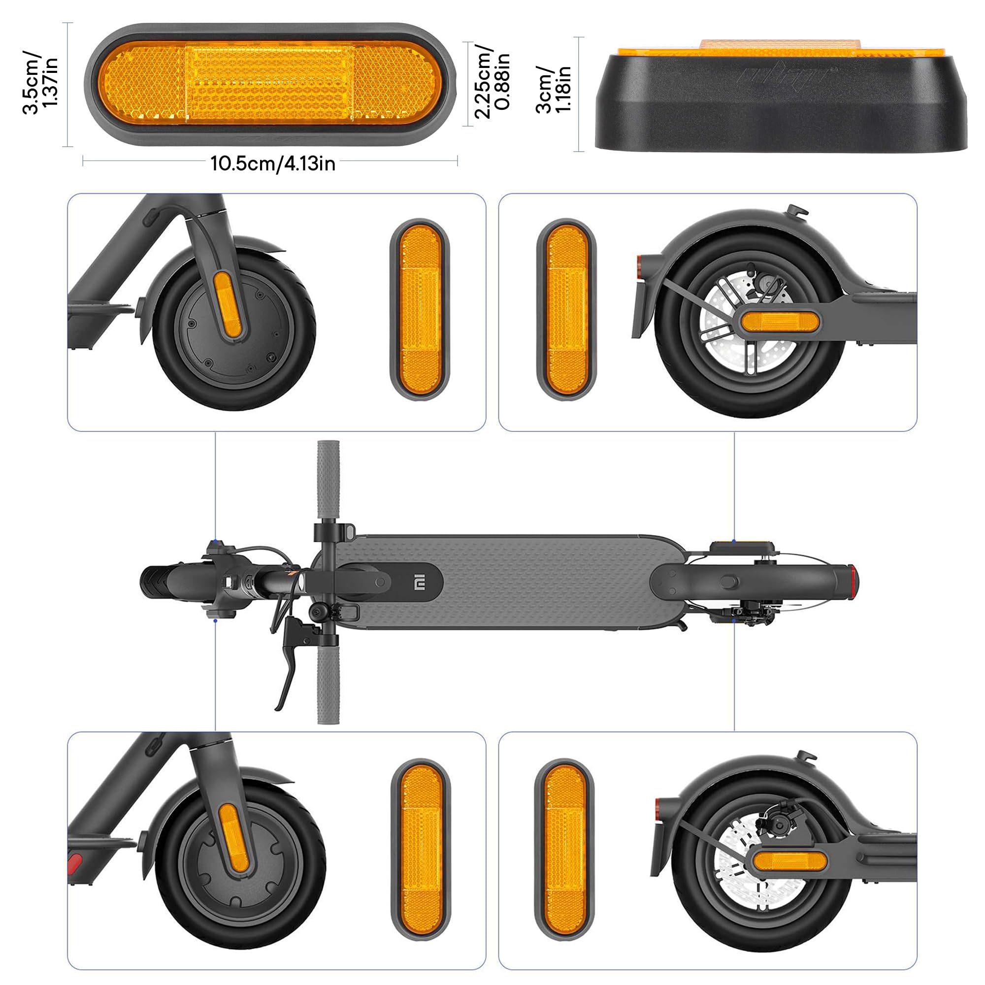 Parafango Posteriore per Monopattino Elettrico Xiaomi M365 Pro2/Pro/1S/Essentia，Parafango Posteriore per Scooter con Luce Posteriores LED/Riflettori e Ganci，Accessorio di Ricambio Xiaomi