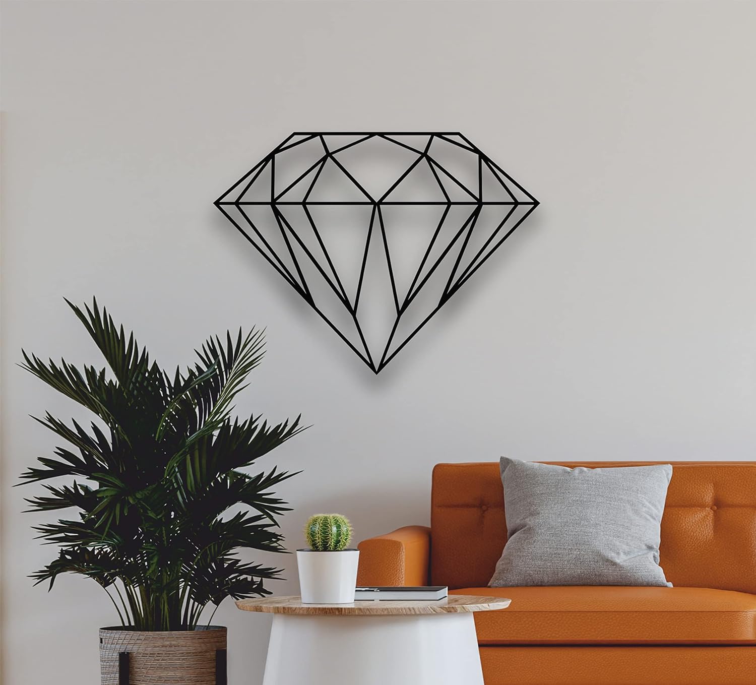 DEKADRON Metal Wall Art Decor - Geometric Diamond - 3D Wall Silhouette Metal Wall Decor Home Office Decoration Bedroom Living Room Decor Sculpture (24" W x 17" H/61x43cm)