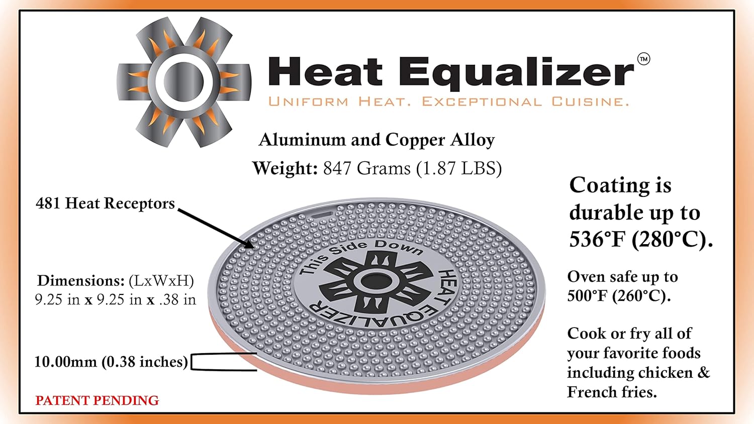 Heat Equalizer-9.25 inch None Stick Copper finish-Heat Diffuser for Gas Stoves – Aluminum & Copper Alloy Hot Plate for Even Cooking-Burner Cover & Simmer Plate