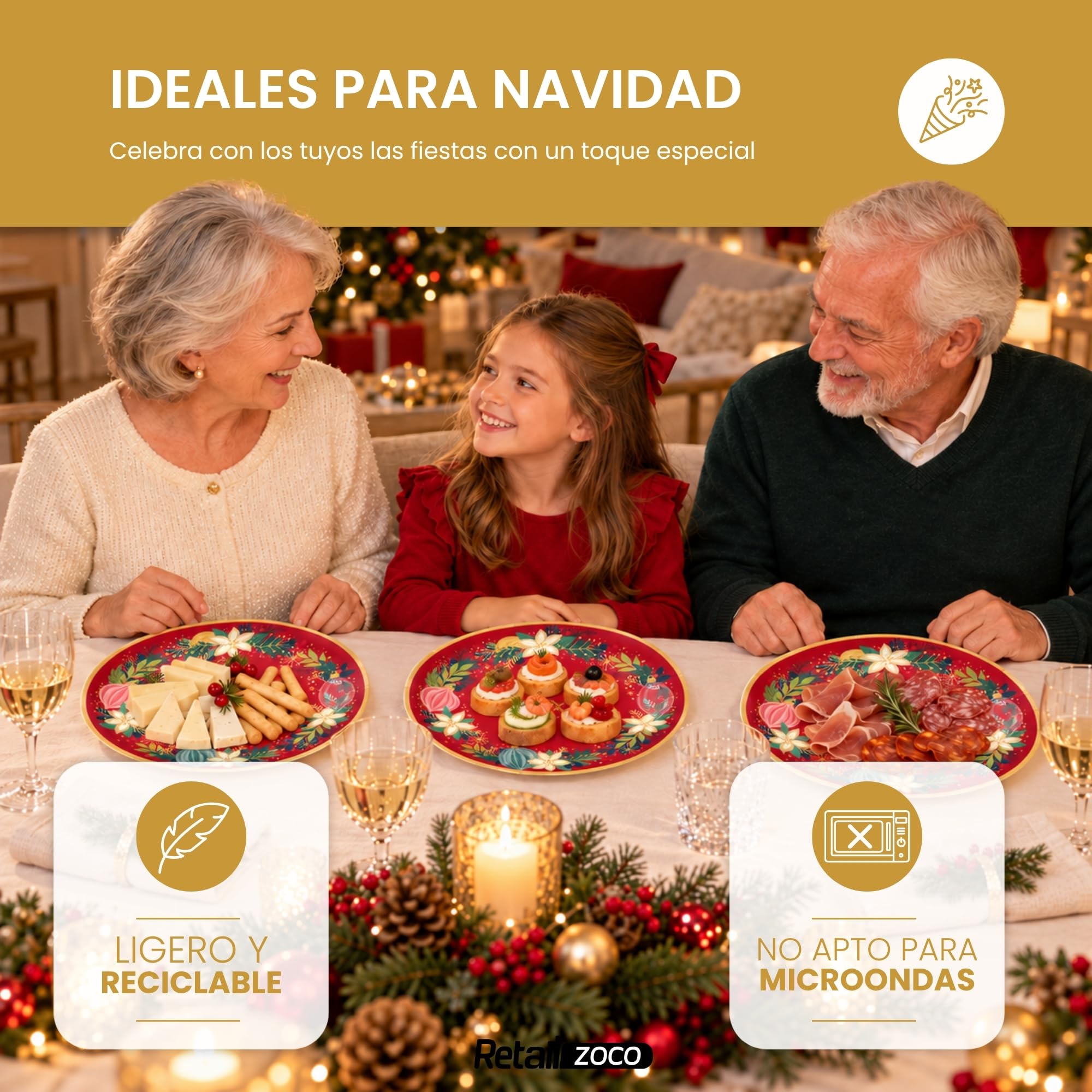 Platos de cartón, Platos Desechables cartón, Diseño Navideño, 12 Unidades - imagen 5