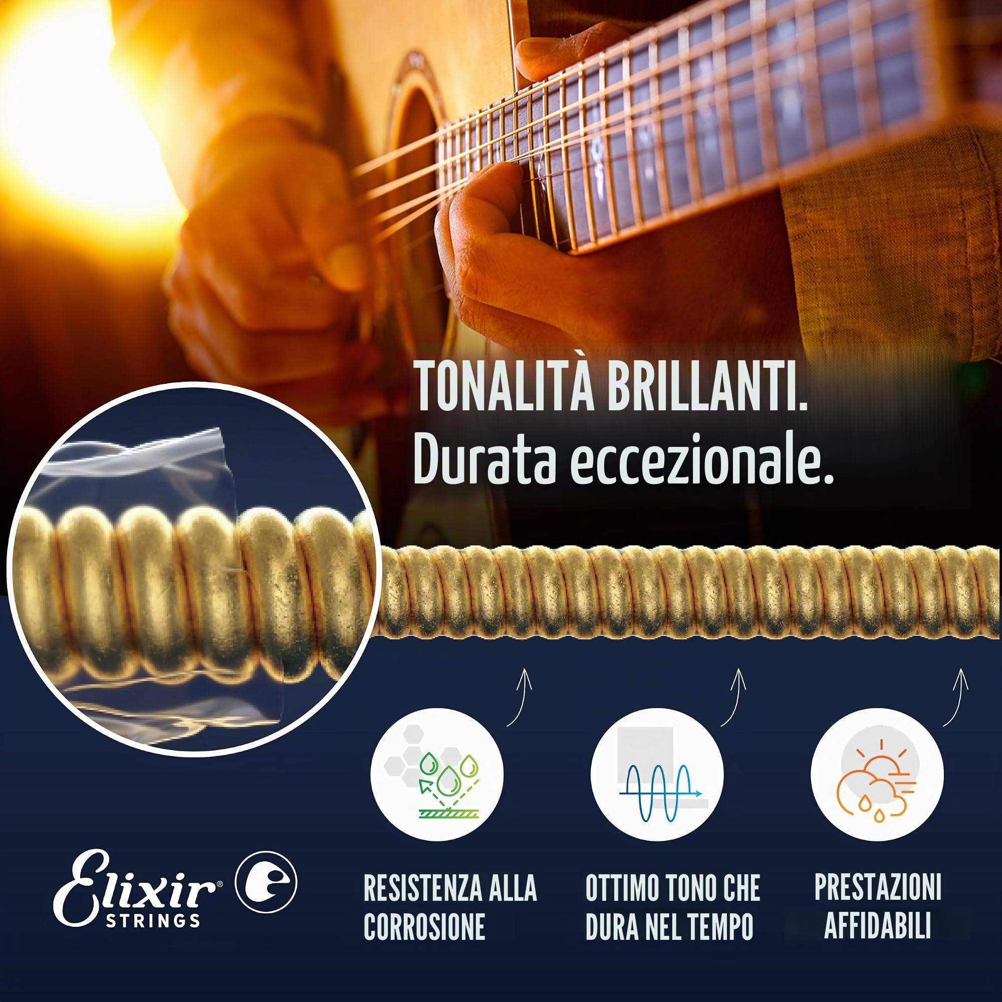 Elixir Corde Per Chitarra Acustica Bronzo 80/20 Strings Con Rivestimento Nanoweb, Extra Light (.010-.047) & Corde Per Chitarra Elettrica Strings Con Rivestimento Optiweb, Light (.010-.046)