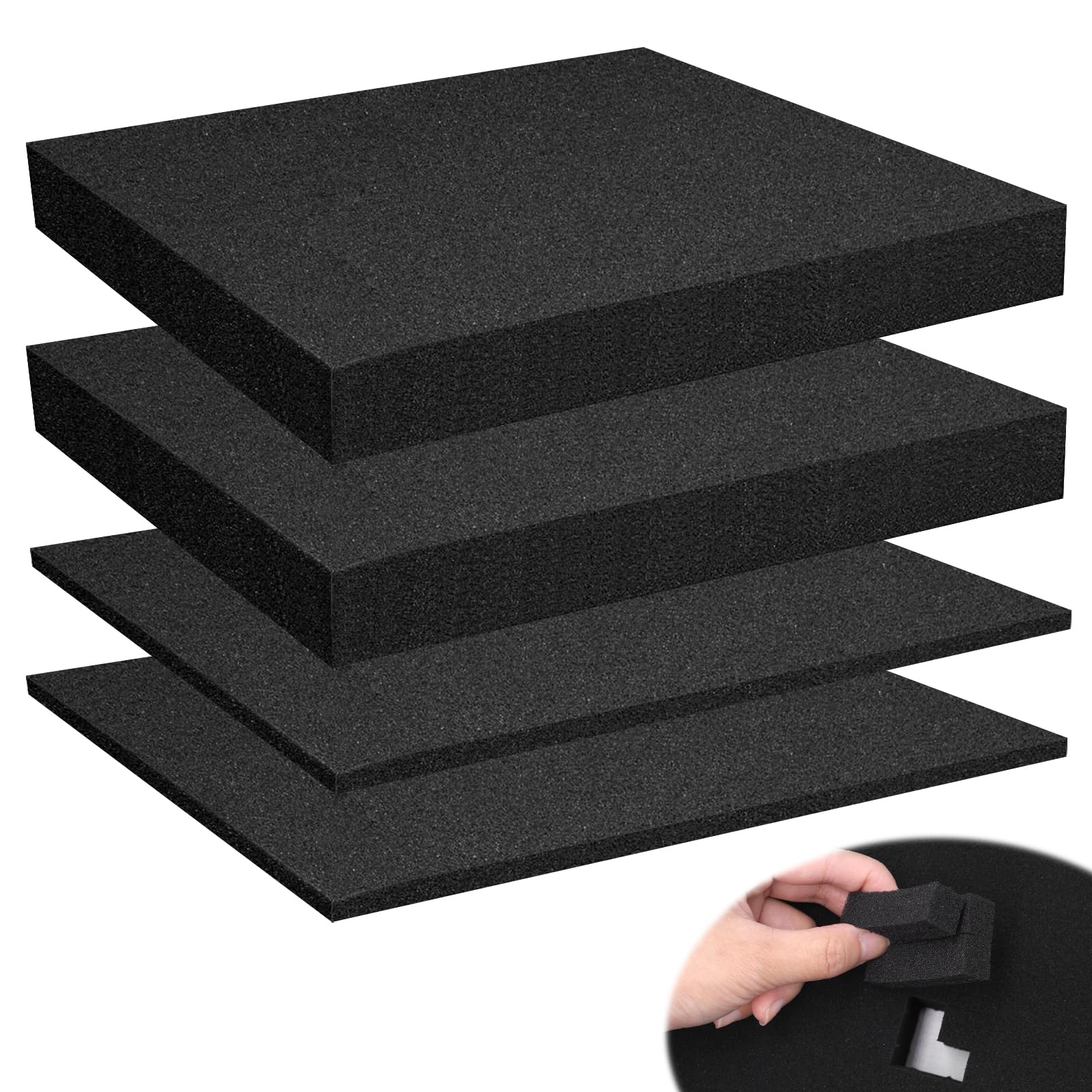4 pezzi di schiuma protettiva, schiuma tagliata 40x30cm, inserti in spugna antiurto pretagliati per imballaggio di telecamere per utensili (altezza 10, 50 mm)