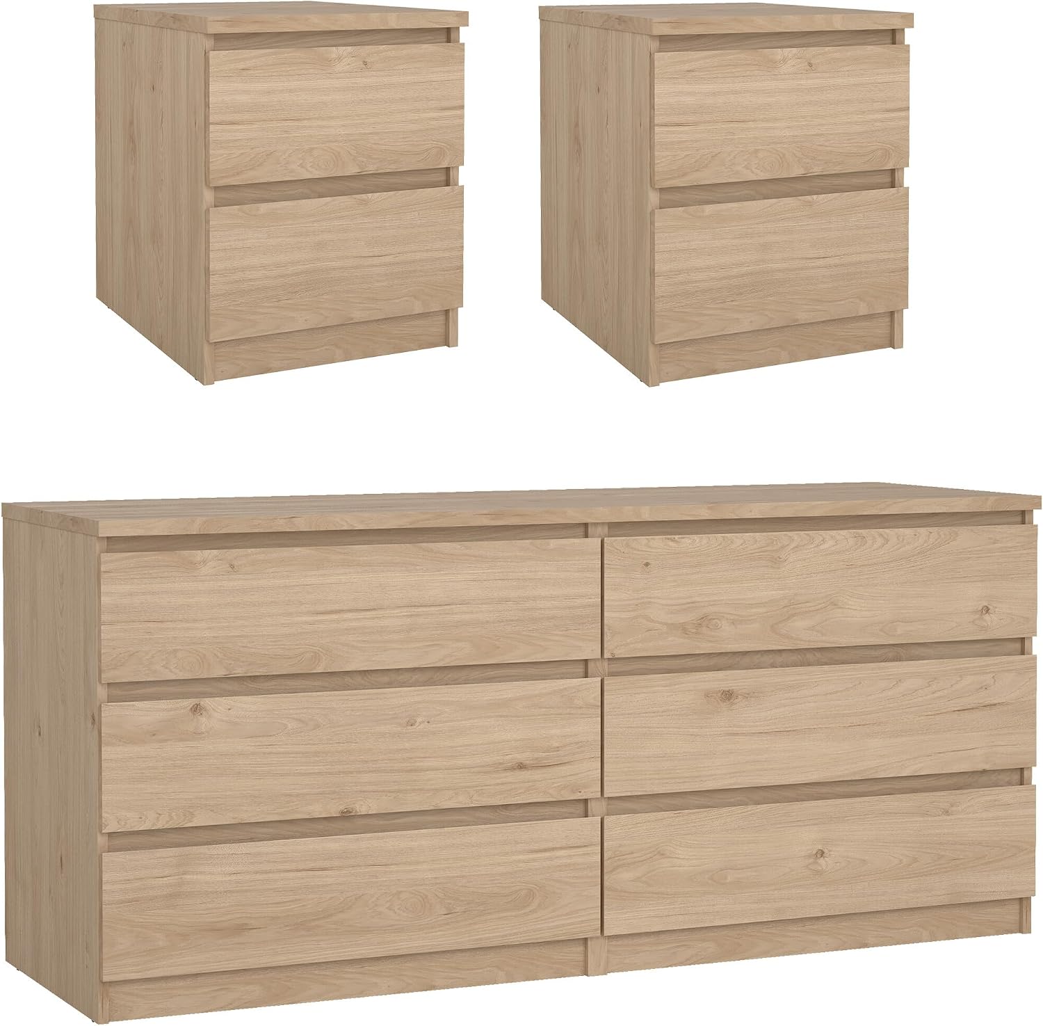 Tvilum Scottsdale Jackson Hickory 3 Piece Bedroom Set with 6 Drawer Dresser and Nightstands