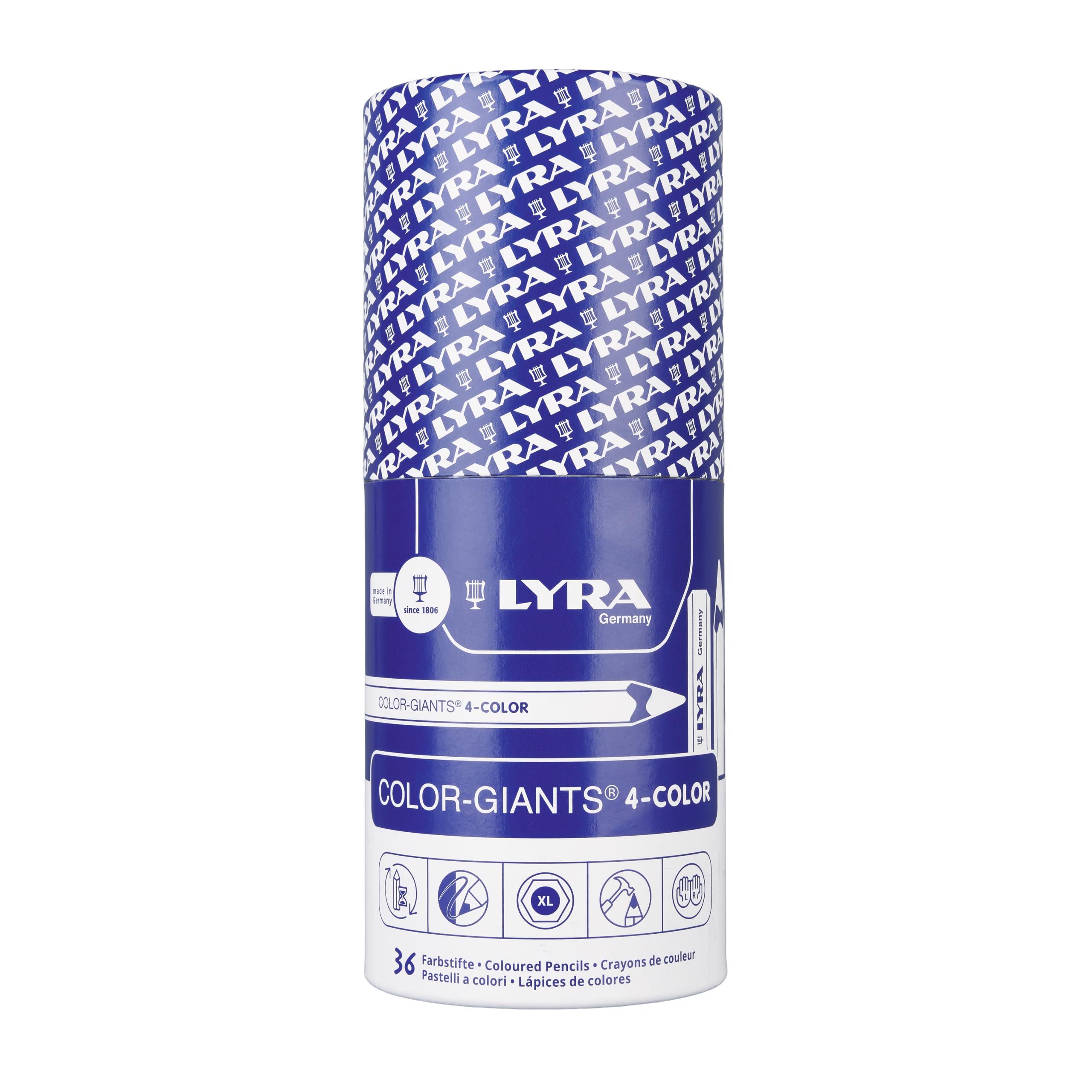 LYRA Color Giants 4-Color Buntstifte aus Holz, sechseckig, natur, Mine 6,3 mm