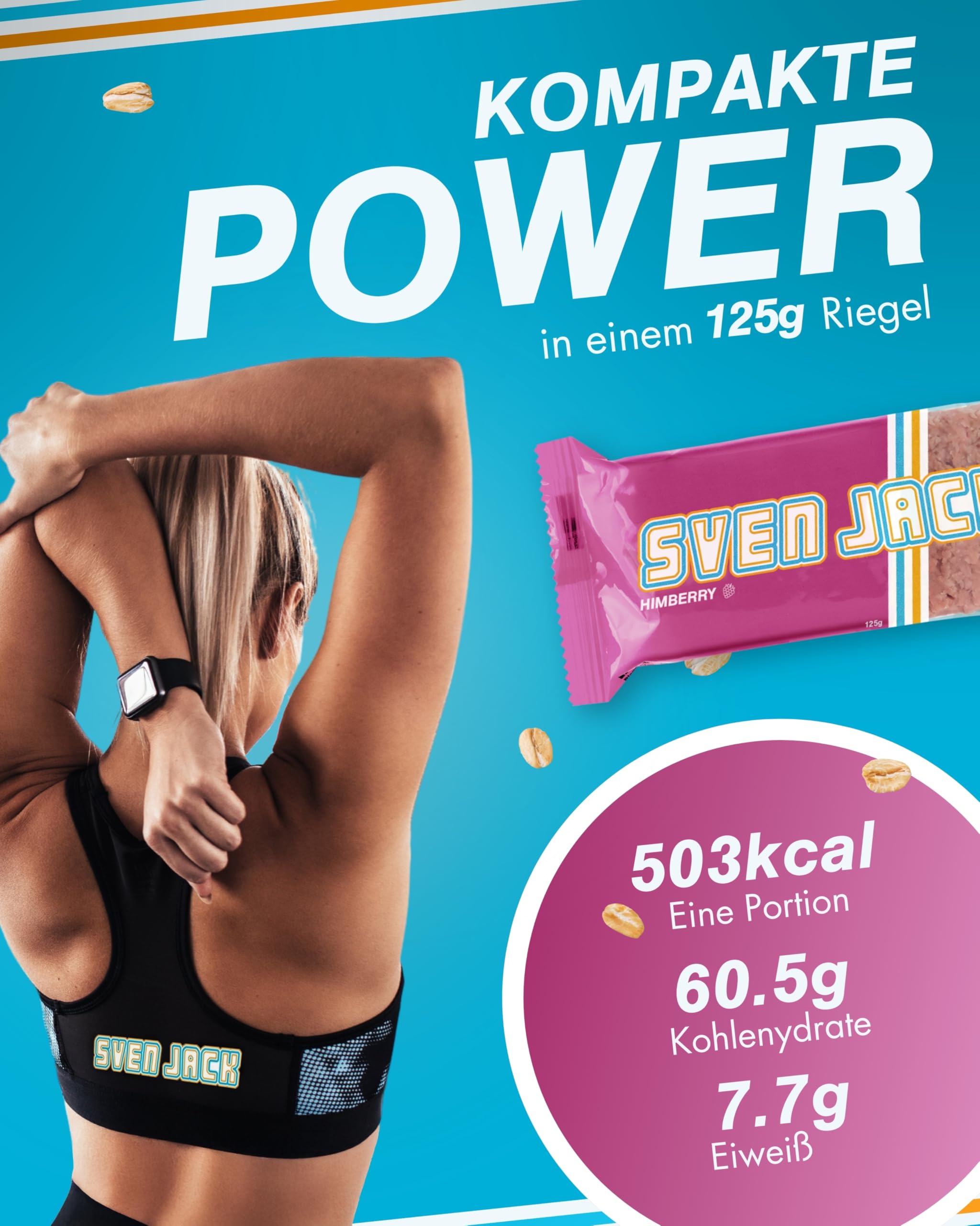Sven Jack (Energy Cake) Haferriegel Himbeere 24x 125g I Original Haferflocken Energieriegel mit getrockneten Himbeeren I Veganer Haferriegel I Langkettige Kohlenhydrate & wenig Zucker I Müsliriegel