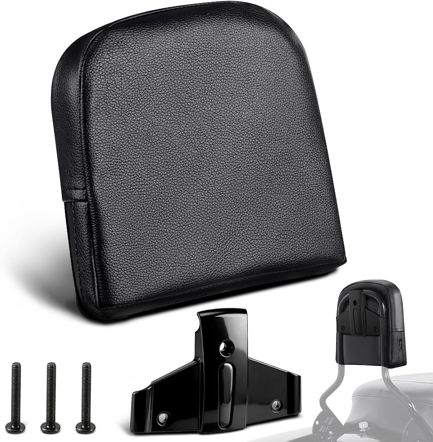 Amazicha Passenger Sissy Bar Pad, Quick Release Backrest Pad Fit for Harley Davidson Touring Street Glide Road Glide Road King Electra Glide Softail (Black)