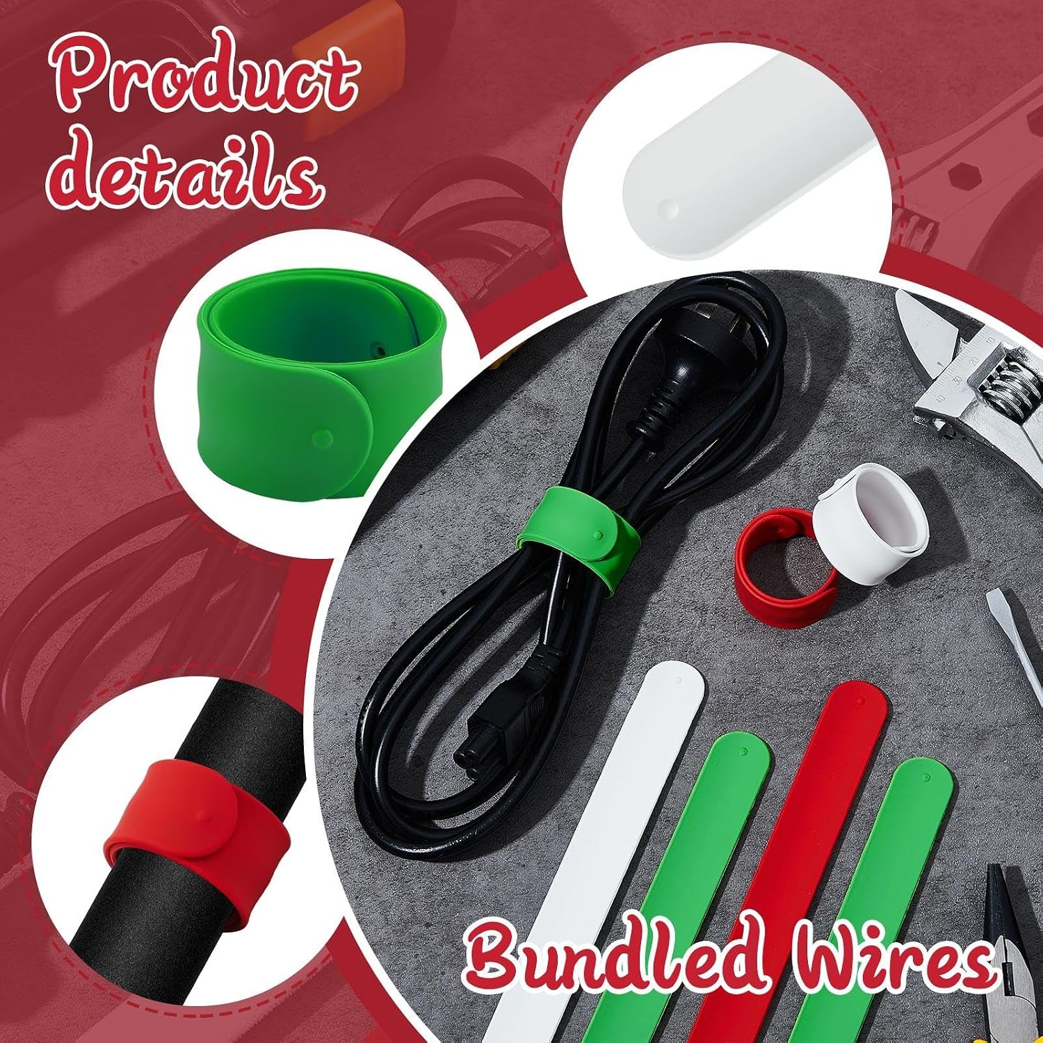 RoundFunny 24 Pcs Wrapping Paper Roll Holder Clips, Red Green White