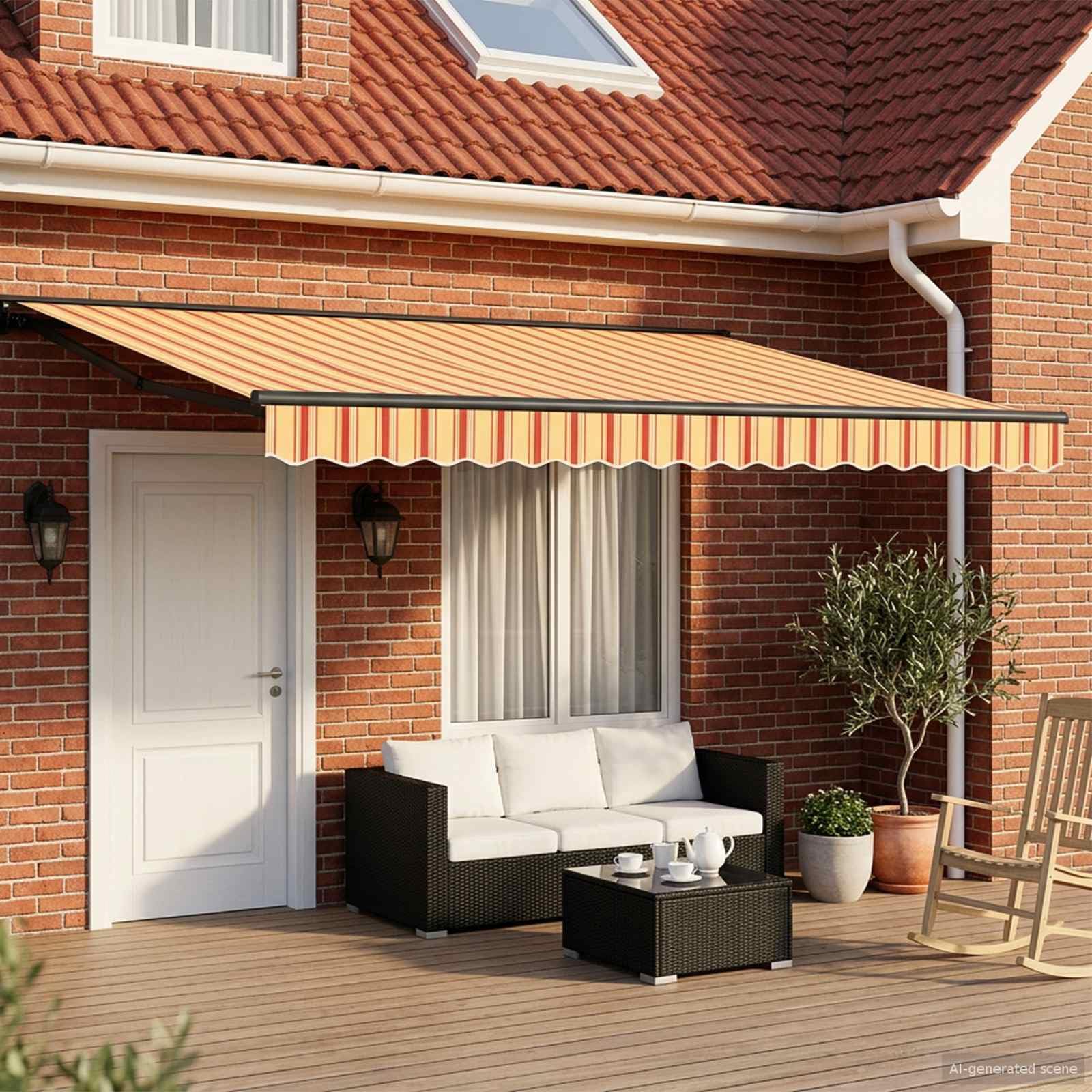 Auvent rétractable électrique 4x3,5 m en Polyester Enduit PU avec Cadre Acier Aluminium Anthracite, Store banne motorisé pour terrasse Jardin Patio