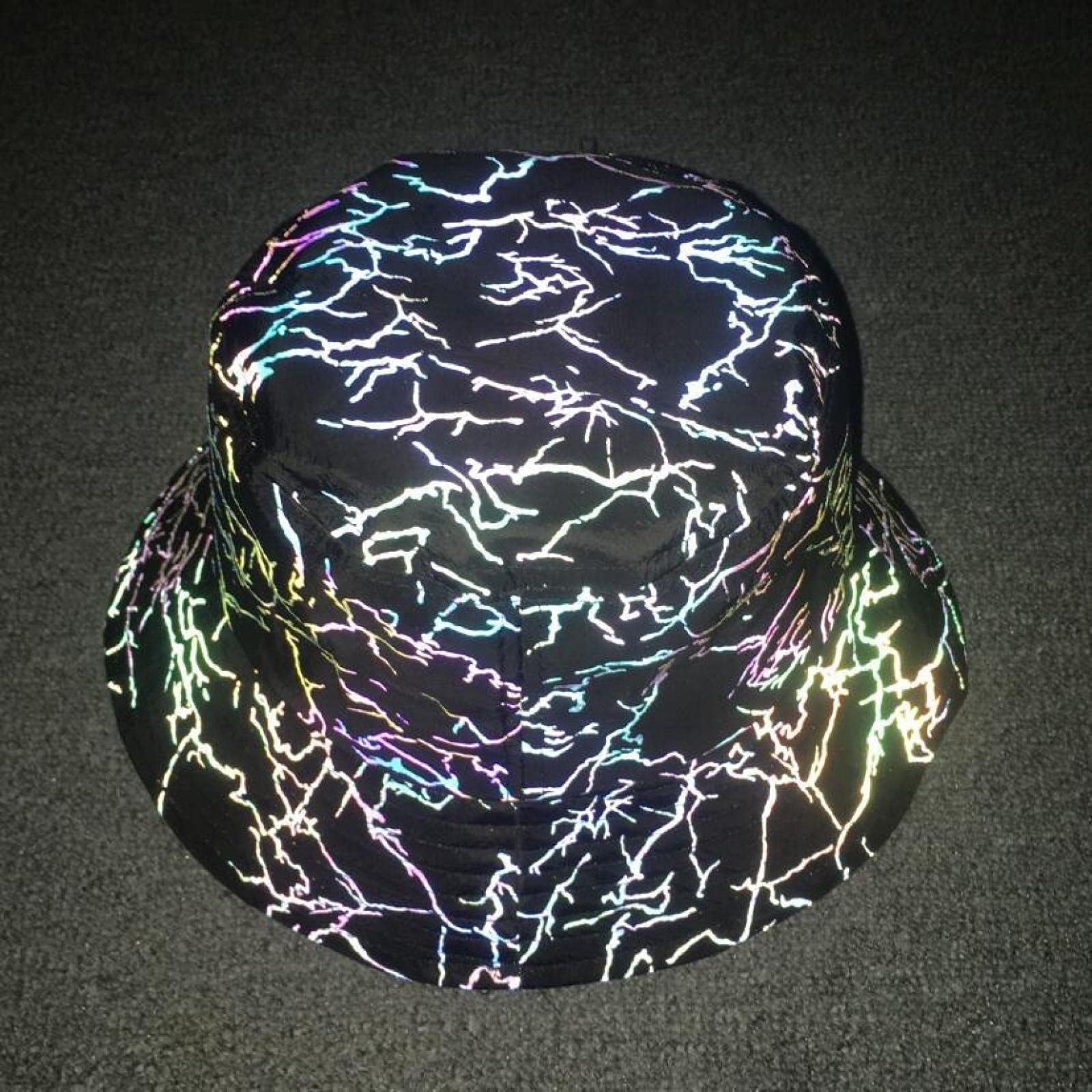 BANLVCircuit pattern chaotic pattern colorful reflective fisherman hat personality hip hop sun hat outdoor sun hat One size Lightning pattern