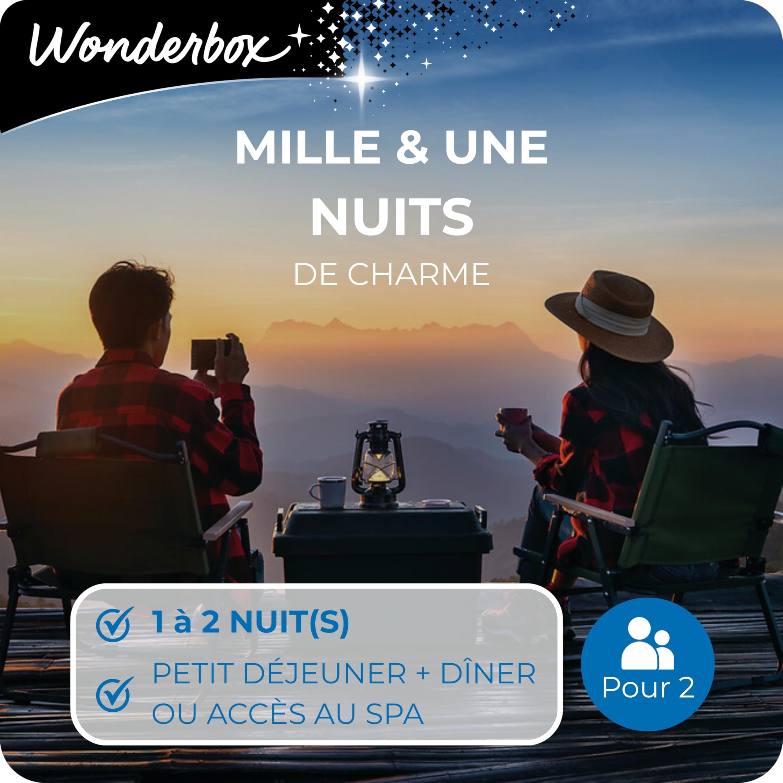 Wonderbox - Coffret Cadeau - Séjours - Mille Et Une Nuits De Charme - 1 Nuit avec Dîner Et Petit Déjeuner Ou 1 Nuit avec Accès Au Spa Et Petit Déjeuner Ou 1 À 2 Nuit(s) avec Ou sans Petit Déjeuner