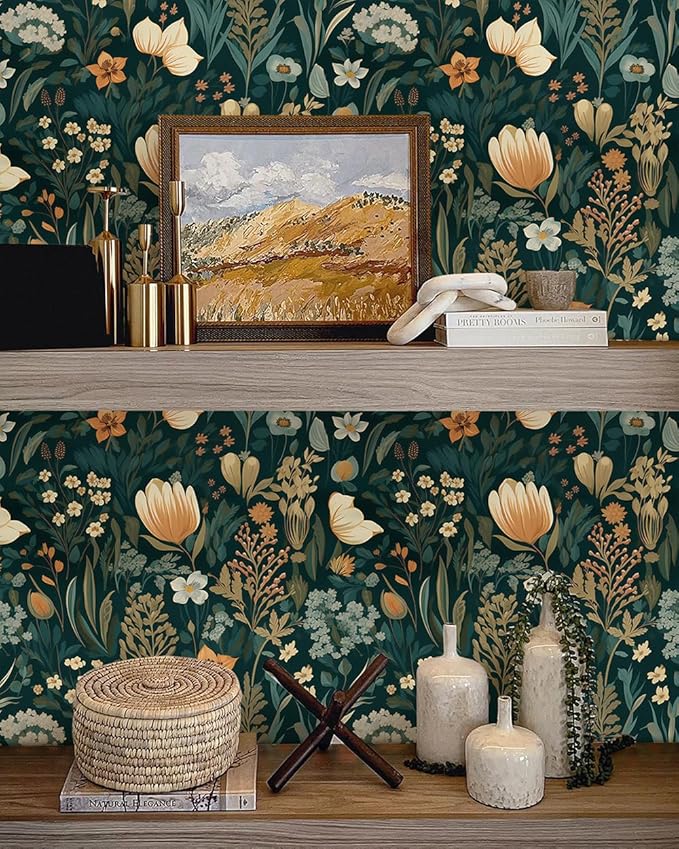 Papel Vinílico Floral Vintage Adhesivo 17.3in x118.1in miniatura 5