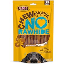 Cadet Chewalicious Classic Chewy Twists with Real Peanut Butter, Rawhide-Free Healthy Dog Chews, Limited-Ingredient & Long-Lasting Chew Treats for Dogs, Peanut Butter Flavor, 15 Count