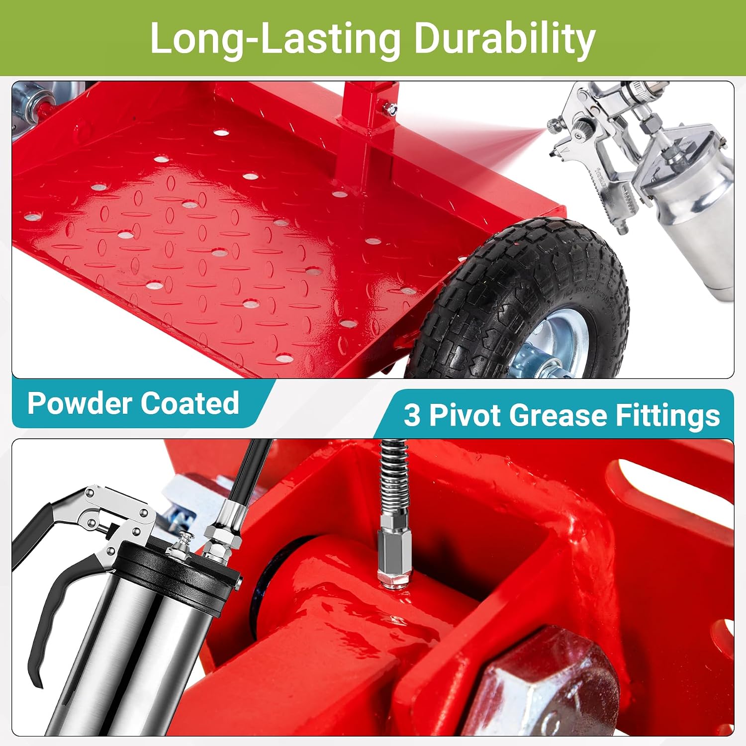 Lawn Mower Wheels Sulky, Walk Behind Mower-Sulky, Lawn Trailer with Dual 10" Vacuum Tires for Mower, Easy Forward & Reverse Lawn Mower Trailer, Red