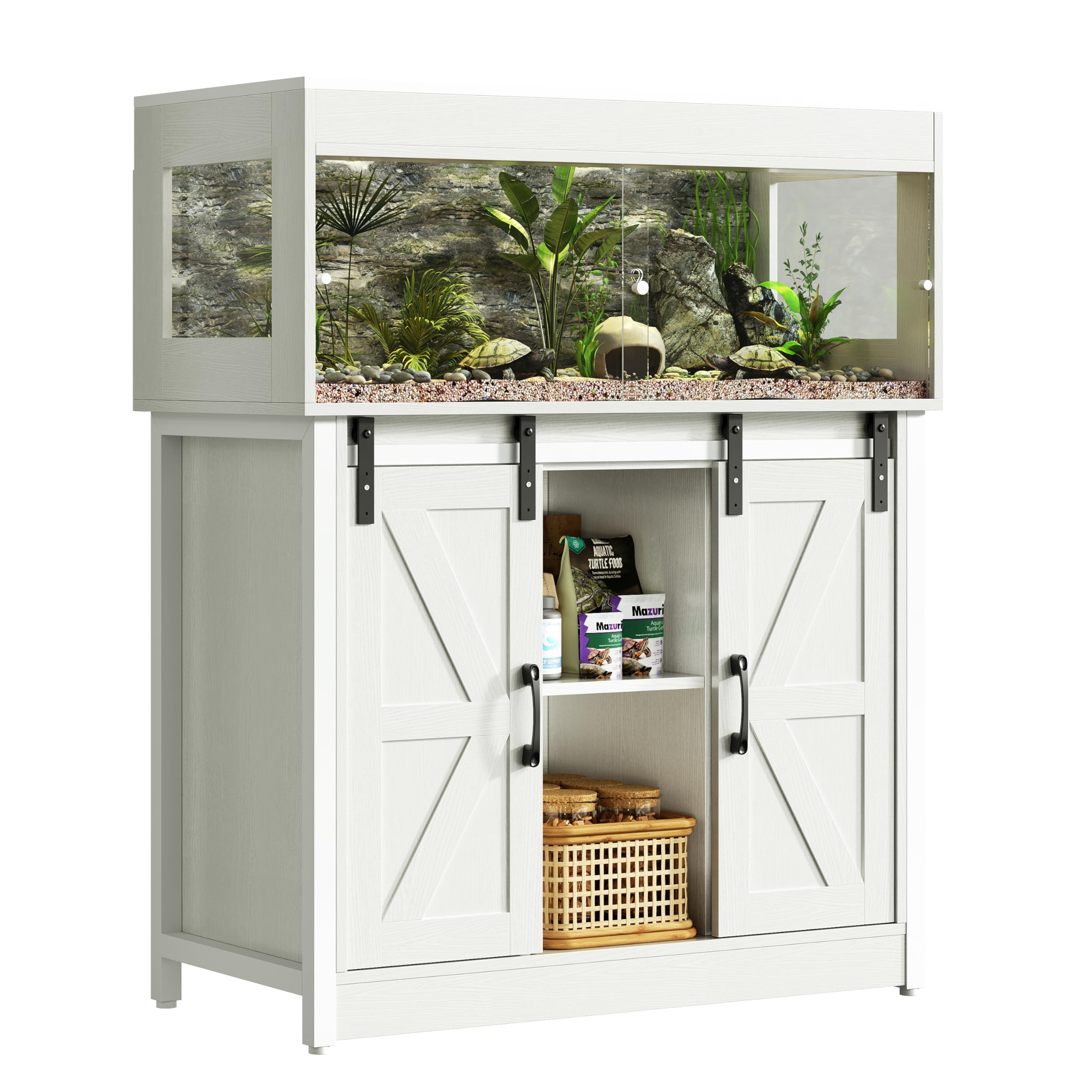 Herture Reptilien-Terrarium, Reptilien-Lebensraumtank Terrarien mit unterschrank für Schlangen, Amphibien, EPX040506RTW