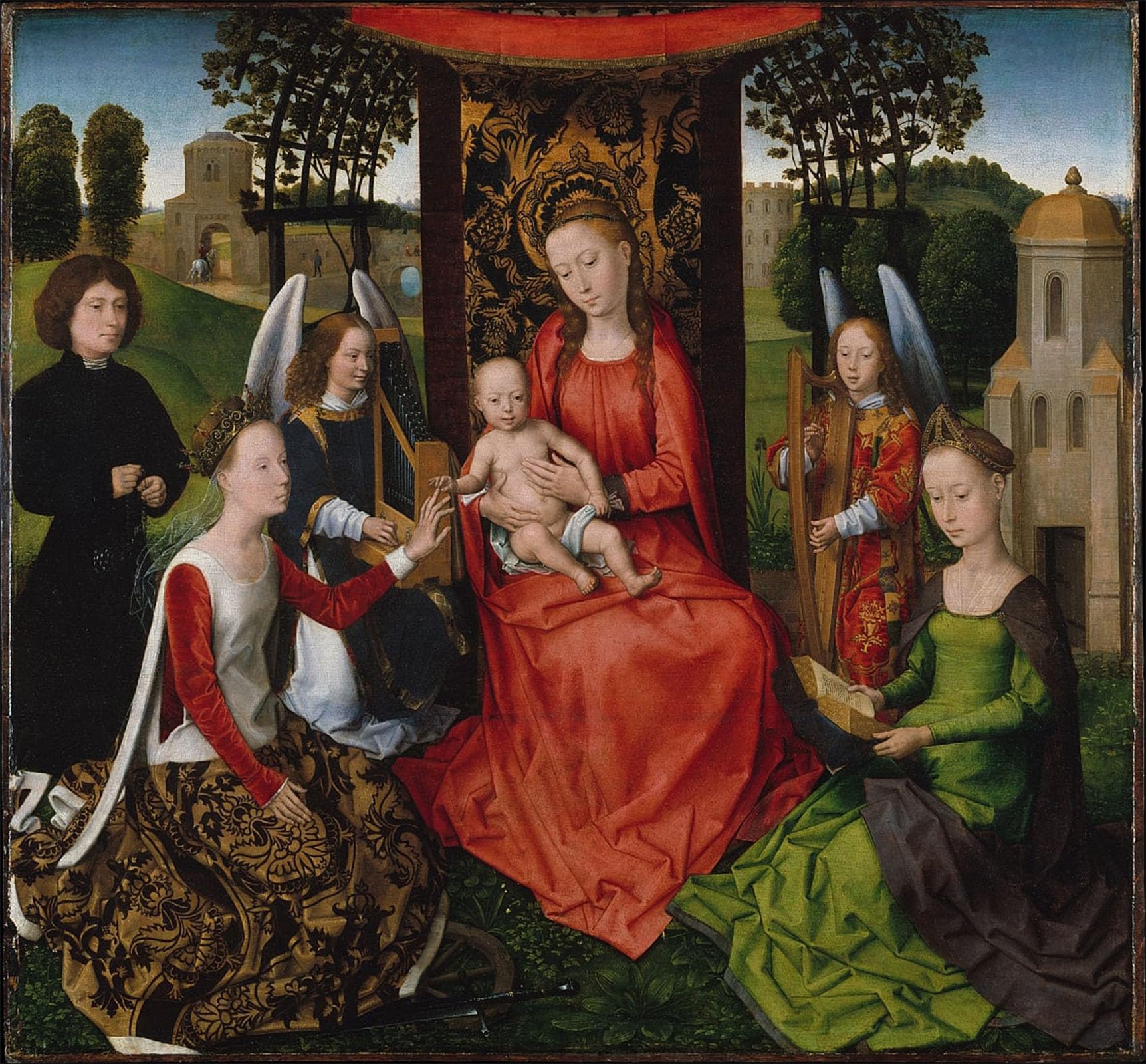 POSTERIIk Famous Modern Artwork Art Mural the Mystic Marriage of St Catherine by Hans Memling Oil Paintings Pictures for Home Decor 60x90cm
