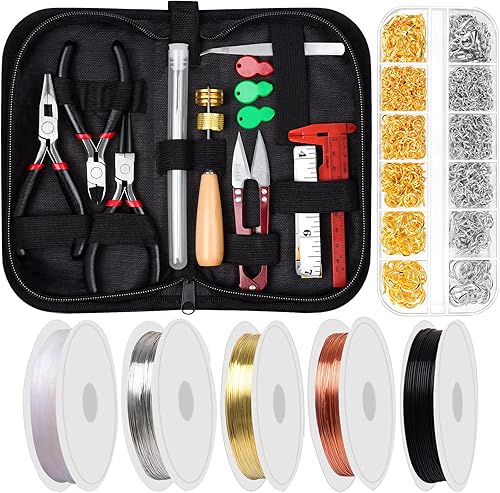 SONGIN Kit de fabricación de joyas, herramientas de reparación de joyas para adultos, kit de envoltura de alambre con alicates para joyería soporte