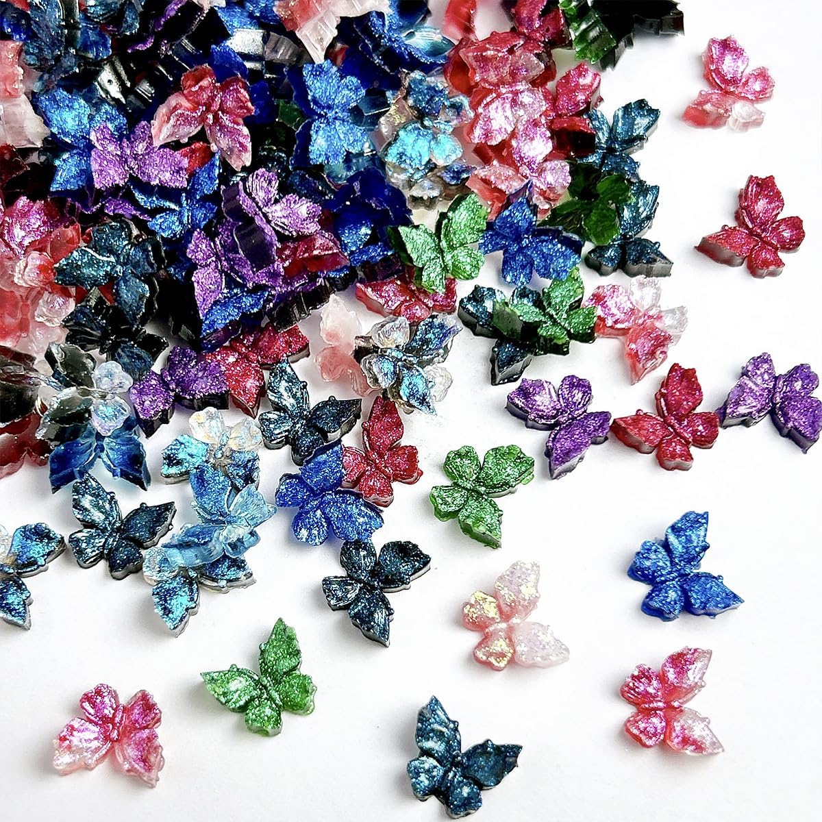 60Pcs Glow in The Dark Butterfly Nail Charms 3D Mix Colorful Butterfly Nail Rhinestones Resin Design Glitter Laser Butterfly Nail Gems Shiny Spring Summer Nails Jewelry Accessories for Women Manicure