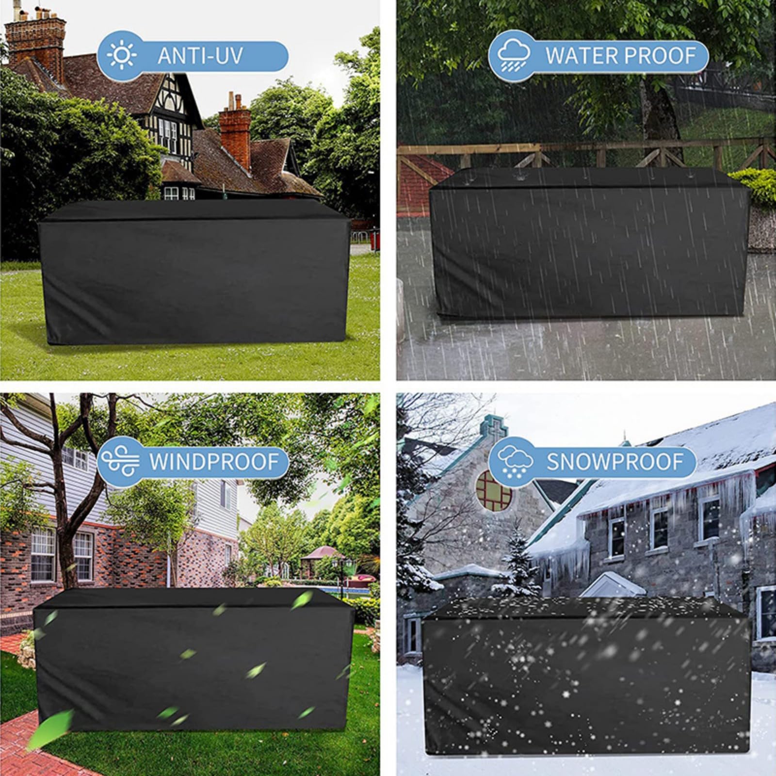 Garten Kissentruhe Allzwecktruhe Kissenbox Abdeckung Auflagenbox Schutzhülle Gartenbox Abdeckplane Gartentruhe Schutzplane Abdeckhaube 100 Wasserdicht UV Sowie