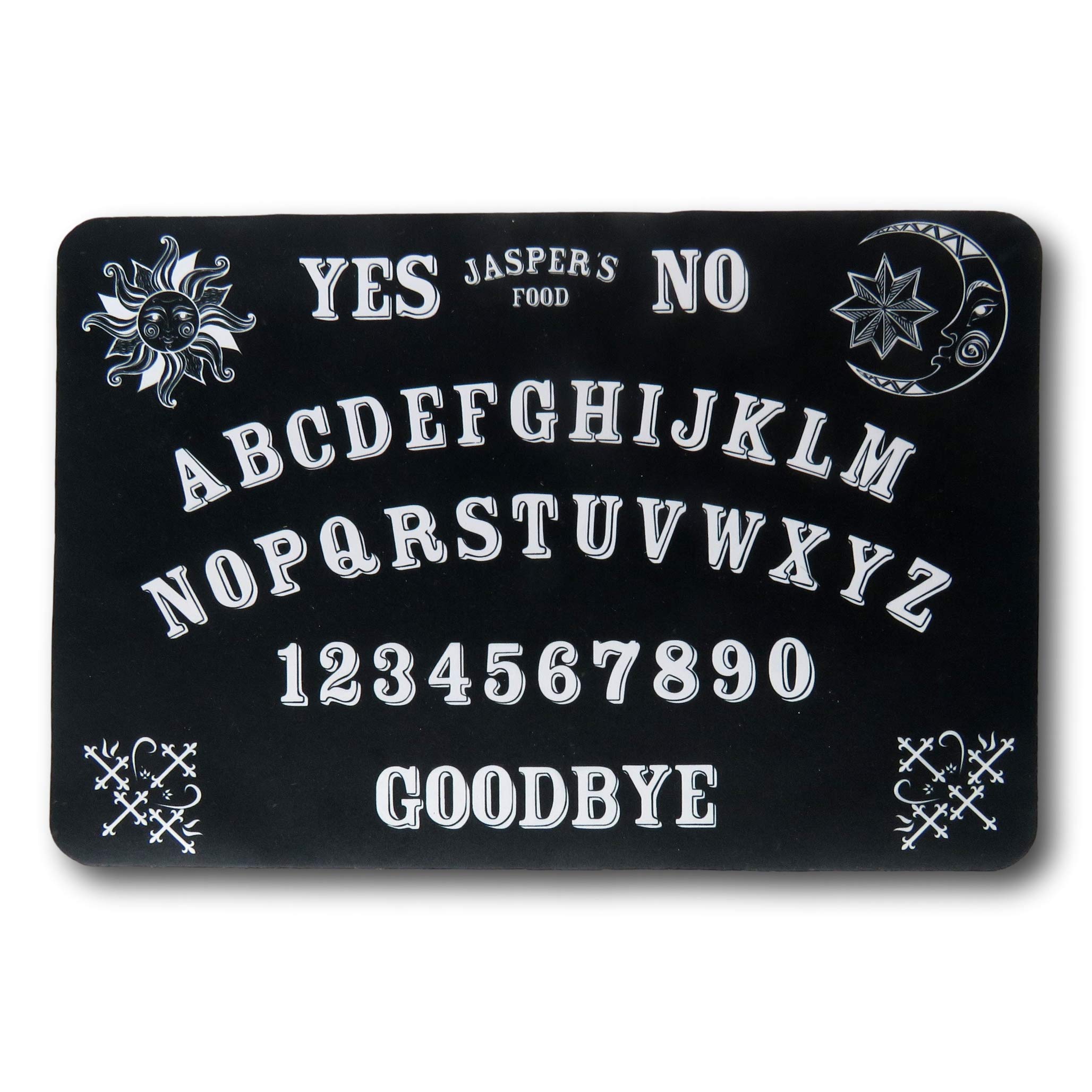 The T Bird Gifts Limited Ouija pet Mat | Personalised pet Food Mat | Fabric Mat | Non slip mat | Pet Food Mat | Pet Table Mat | Pet Puppy Kitten Gift | Feeding Mat