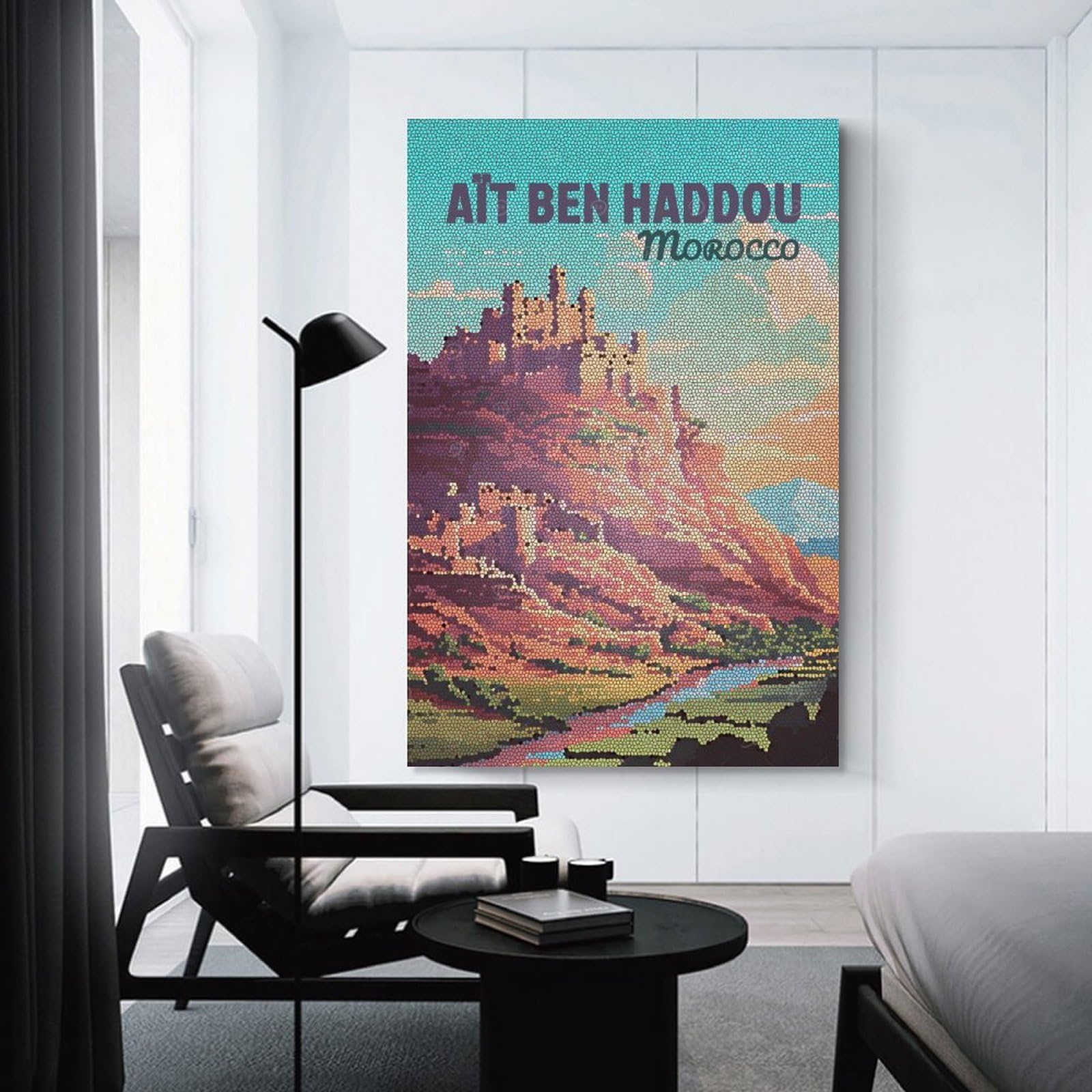 Junmoney Aït Benhaddou, Morocco Mosaic Wall Art Print, 20x30inch(50x75cm), for Workspace Walls, Study Corners Or Bedrooms, A Smart Decor Choice for Study Walls