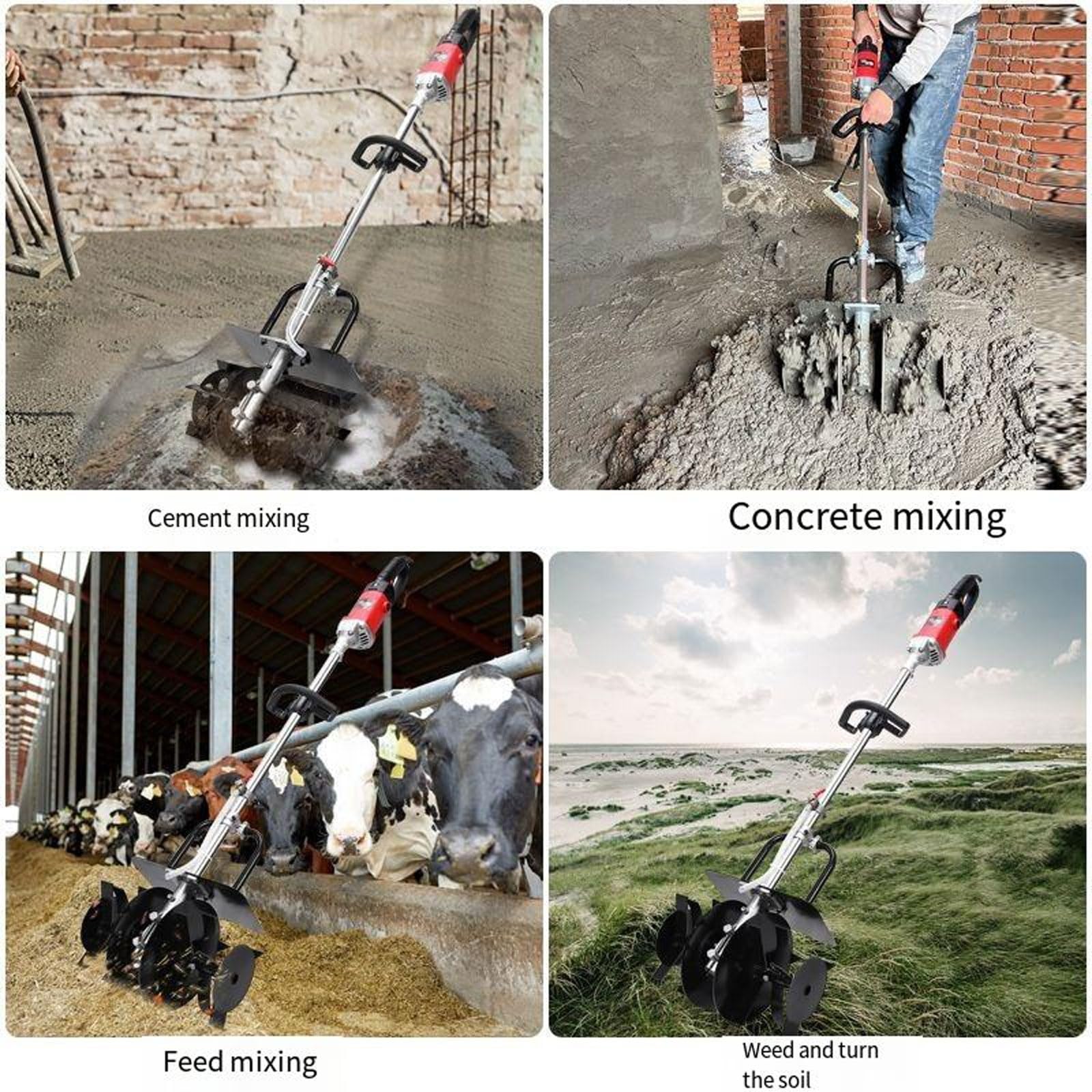 Mezcladora De Cemento Eléctrica con Pantalla Digital, 9 Velocidades Ajustables, 2800 W, Mezcladora De Mortero Portátil con Tubería De Agua De 10 M, Ancho De 320 Mm, para Mezclar Yeso