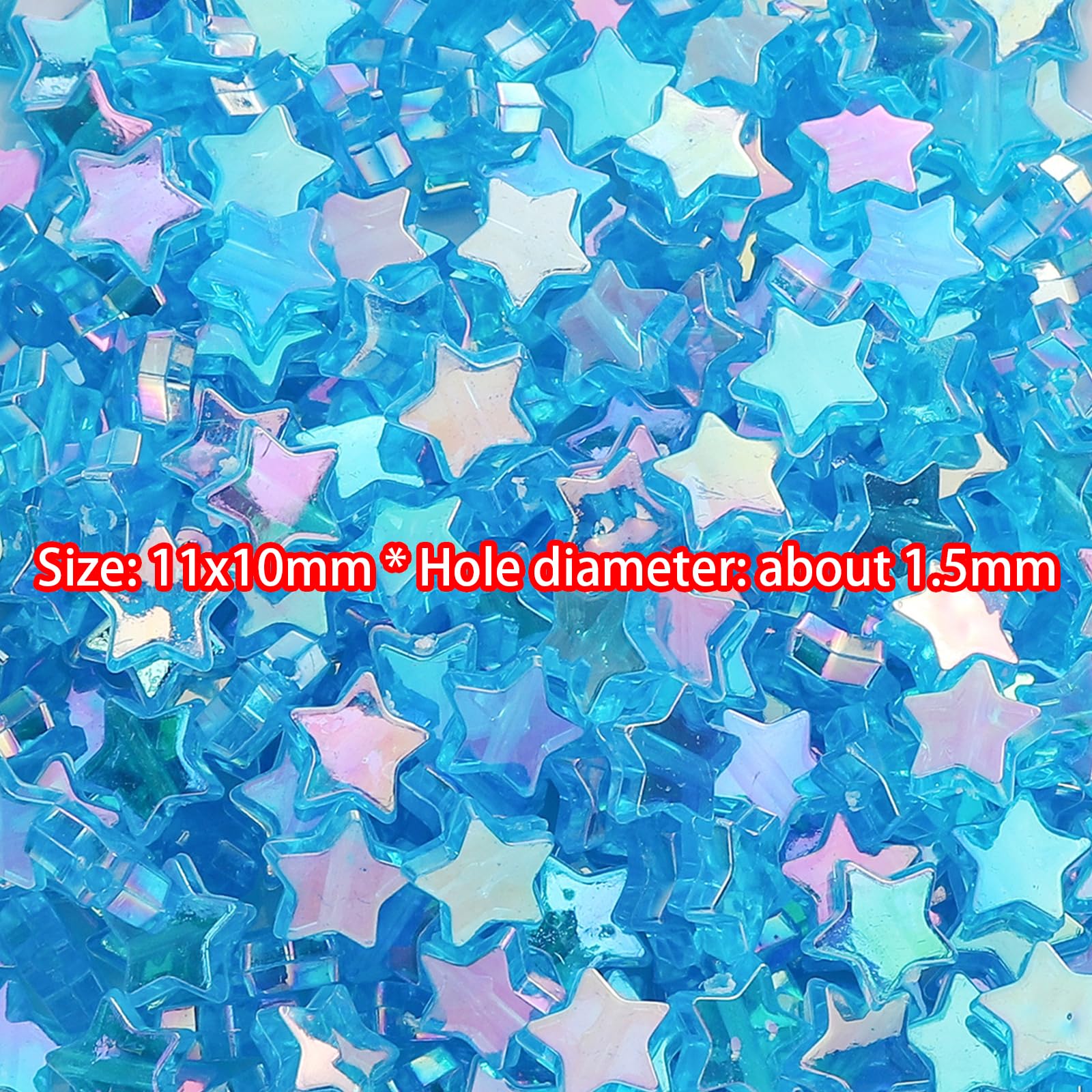 100PCS Star Shape Acrylic Beads 11x10mm Star Shape Loose Spacer Bead for DIY Beading Blue - Image 4