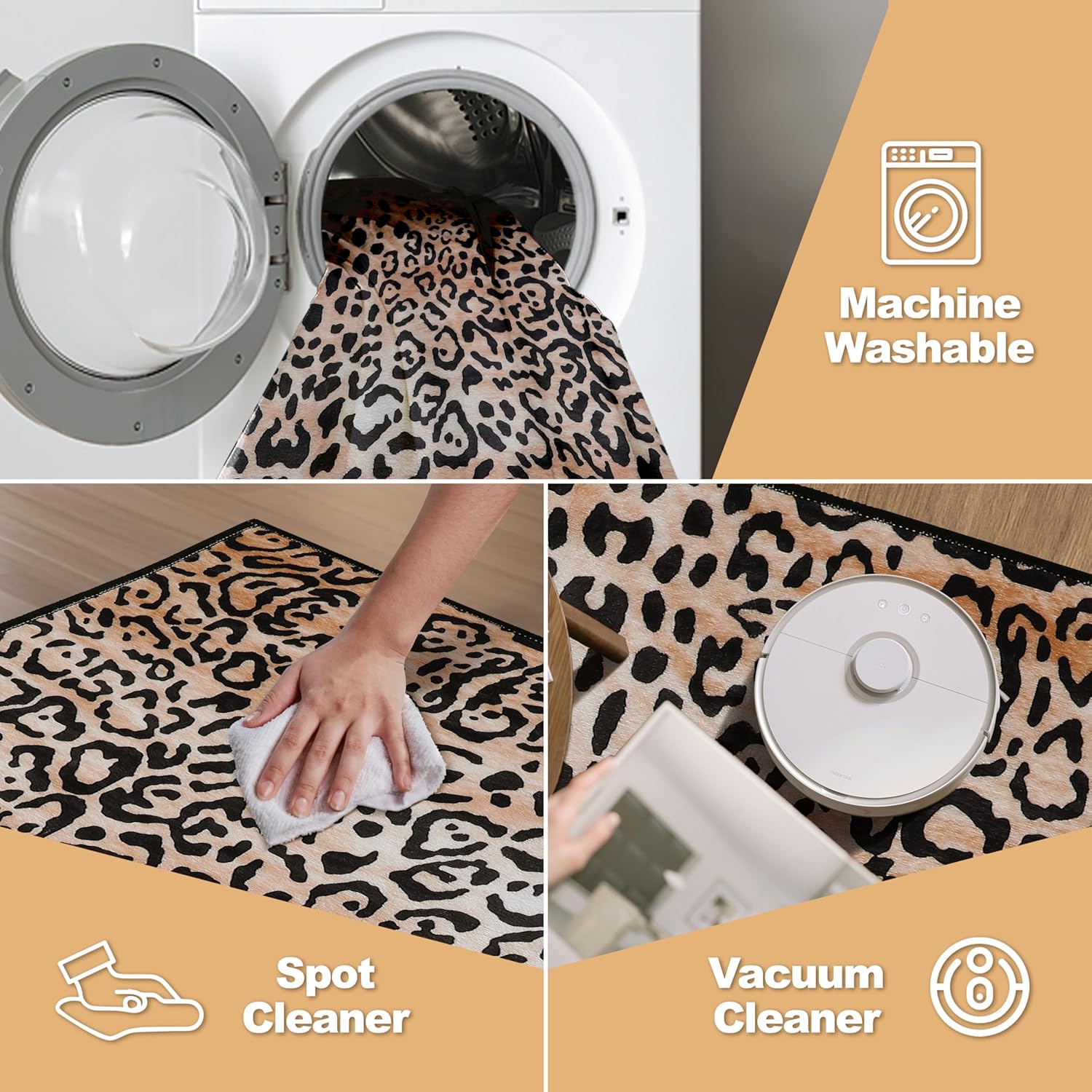 Leopard Print Area Rug, 5x7, Cheetah Gold - Image 4