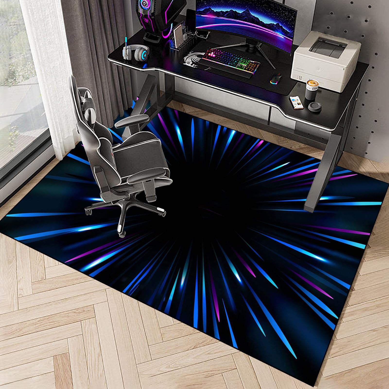 Tappeto Gaming pavimento, Tappetino Salvapavimento Antiscivolo, Tappeto per Sedia Ufficio per per Pavimenti in Legno Duro, Tappetini di Protezione per Pavimento per Parquet e Laminato 150 x 180 cm