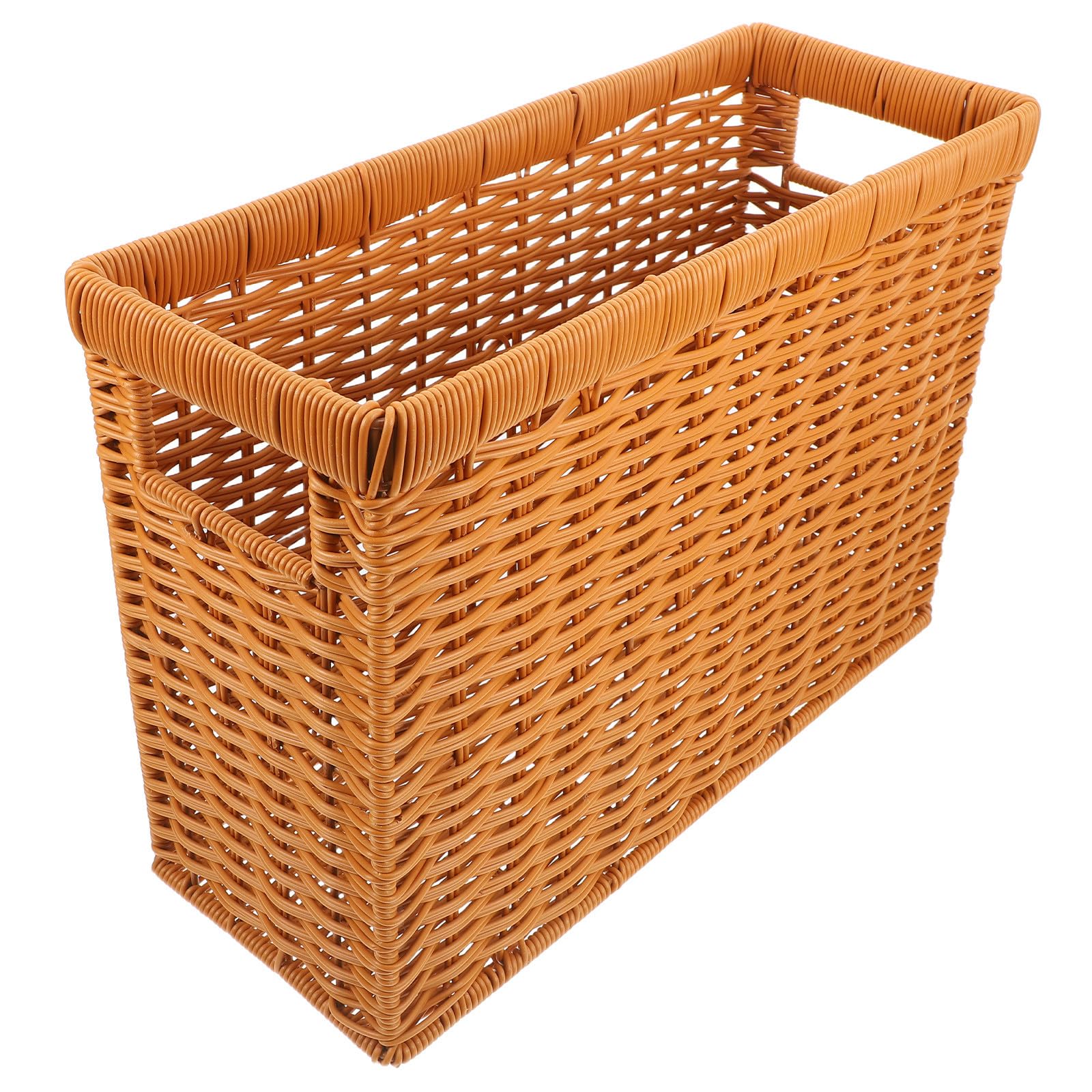 Panier de rangement pour livres et magazines boîte plastique tressé marron