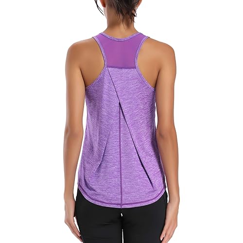 Aeuui Womens Workout Tops for Women Racerback Tank Tops Mesh Yoga Shirts Athletic Running Tank Tops Sleeveless Gym Clothes