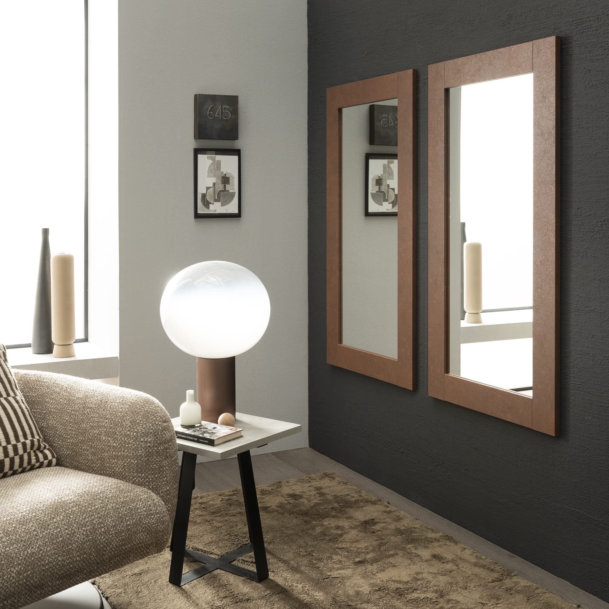ARHome Specchiera da Parete, 126 x 66, Corten, Specchio Parete Muro, Made in Italy