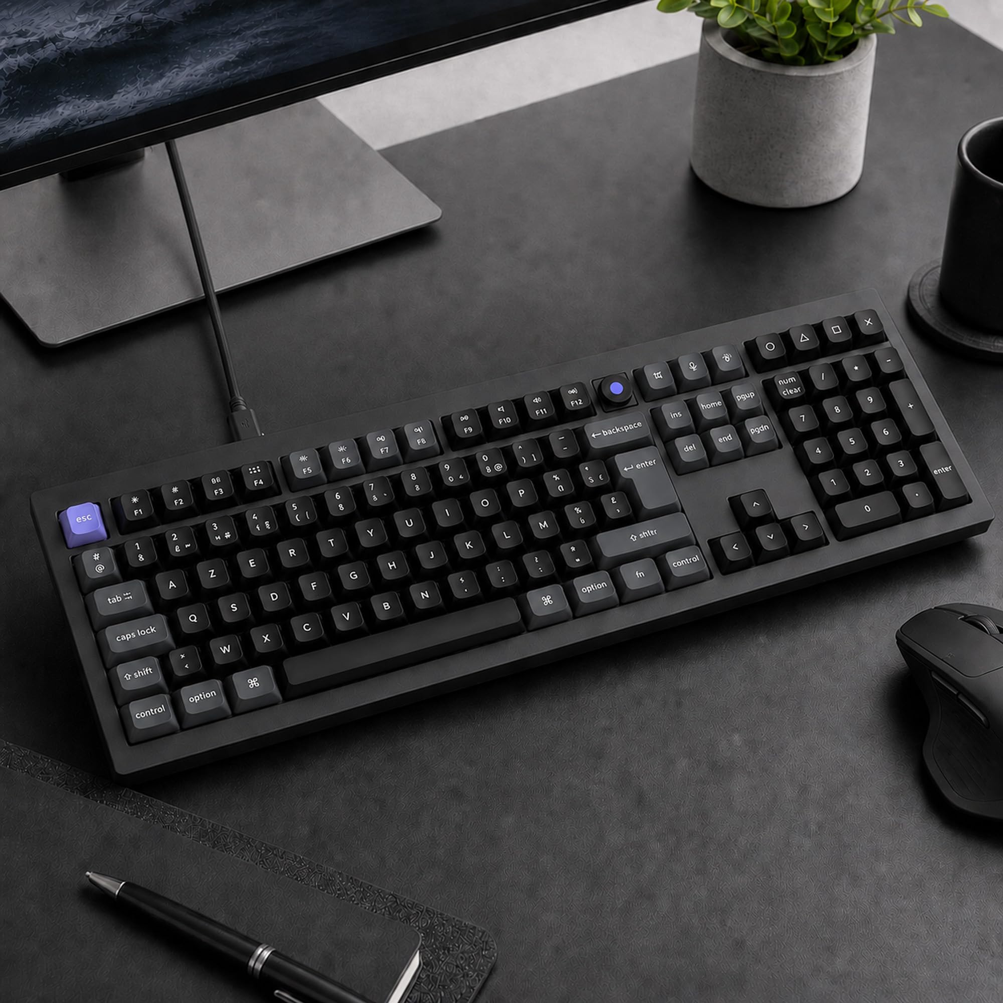 Keychron Q6 HE 8K Clavier Mécanique de Jeu Fil avec Switch Magnétiques Lime Ultra-Fast, Format Pleine Taille AZERTY, Doubles Injections OSA PBT, RGB Personnalisable Hot-Swap pour Windows/Mac - Noir