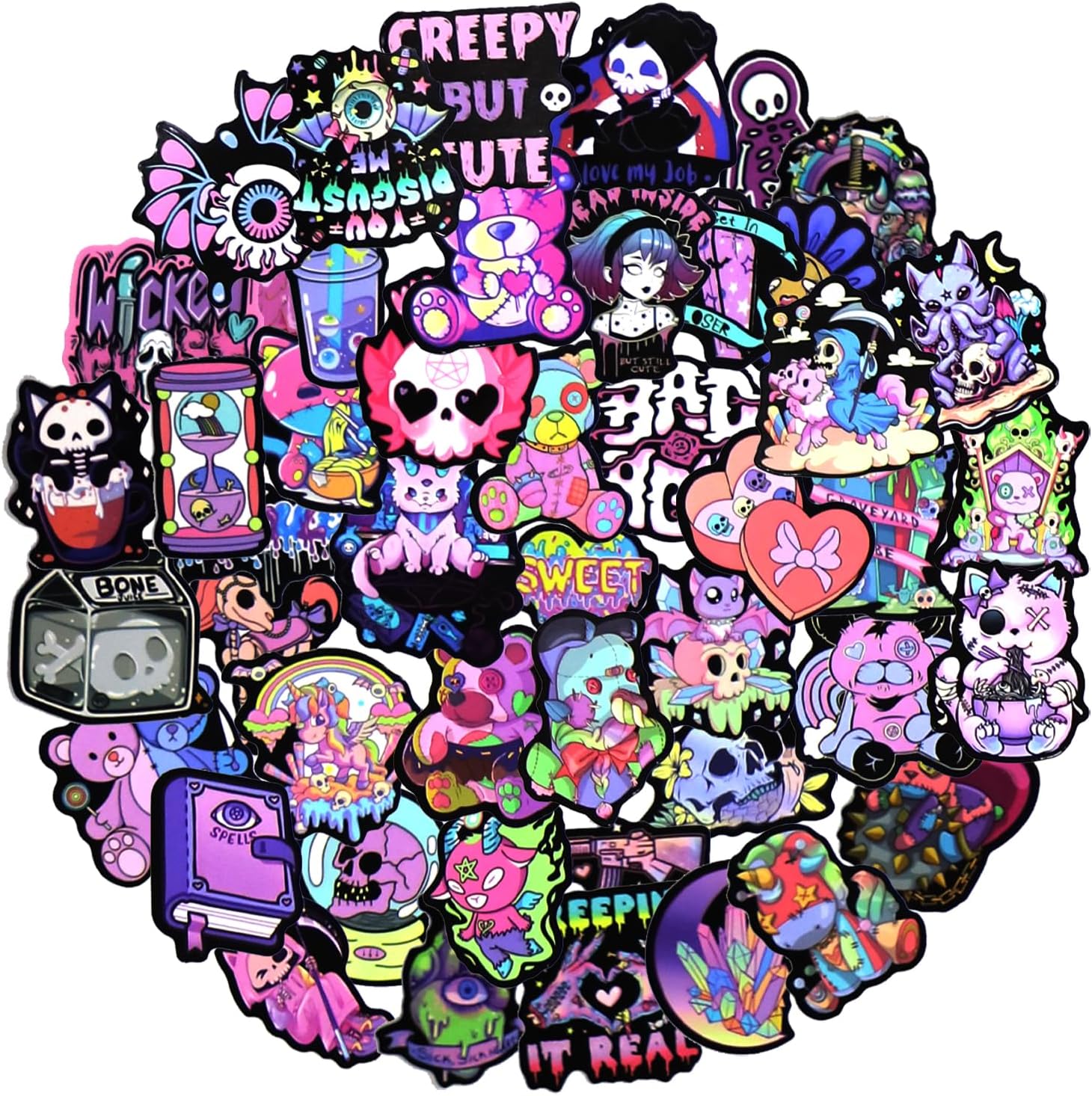 ALLY-MAGIC Pink Gothic Stickers, Laptop Car Scrapbook Phone Skateboard Suitcase Luggage Bike Vinyl Waterproof Aesthetic Personalized Stickers for Teens Boys Girls Adults Children Y6-HAKTTZ(1)