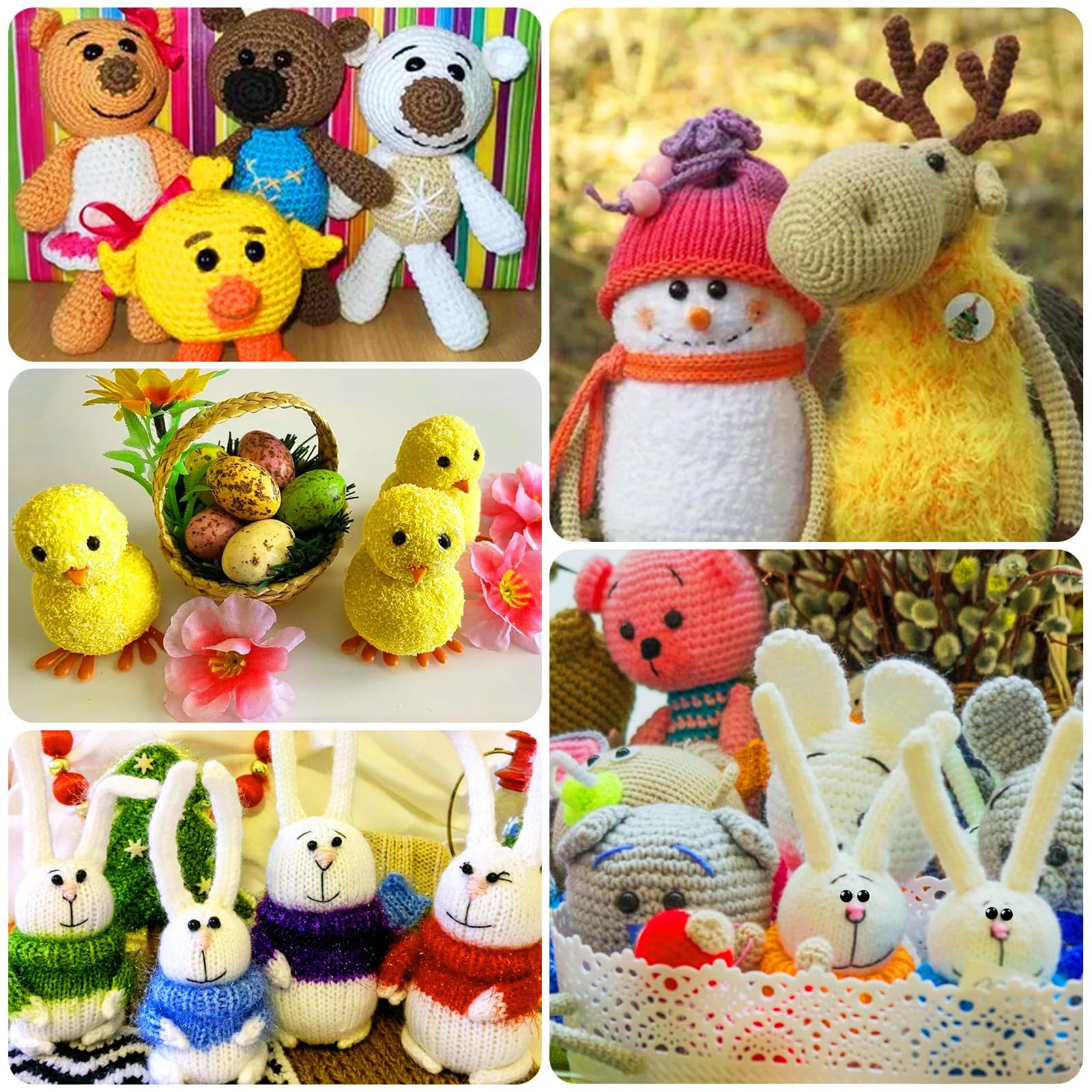 Occhietti Per Amigurumi 600 Pezzi Occhi E Nasi Di Sicurezza Per Amigurumi - Plastica Colorata, Misure 6-14 Mm Occhi Amigurumi