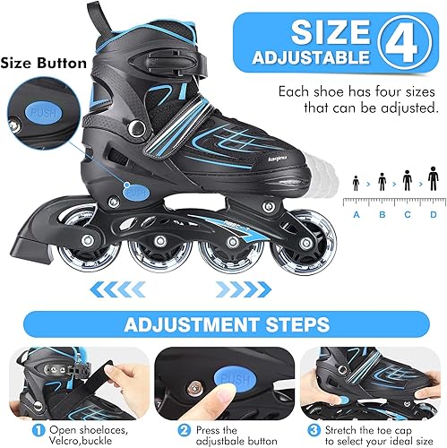 Miniatura 2 de KAQINU Patines en línea ajustables, patines en línea para exteriores con ruedas de iluminación completa para niños y adultos, mujeres, niñas y niños